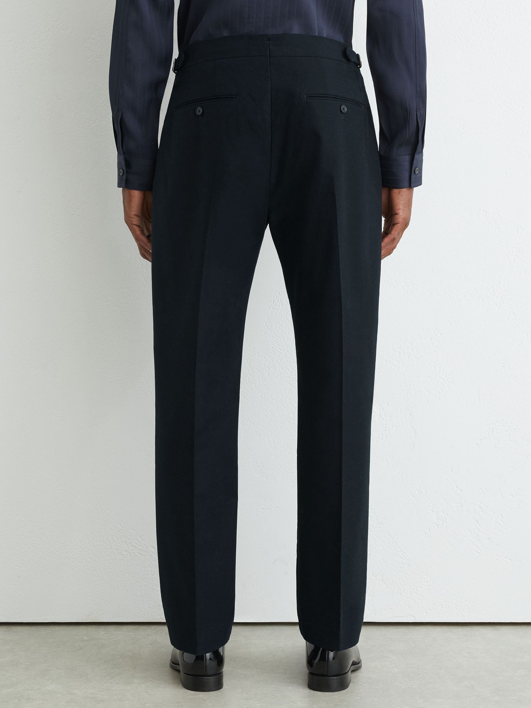 Cotton-Blend Moleskin Tapered Trousers in Navy - Image 6 of 7
