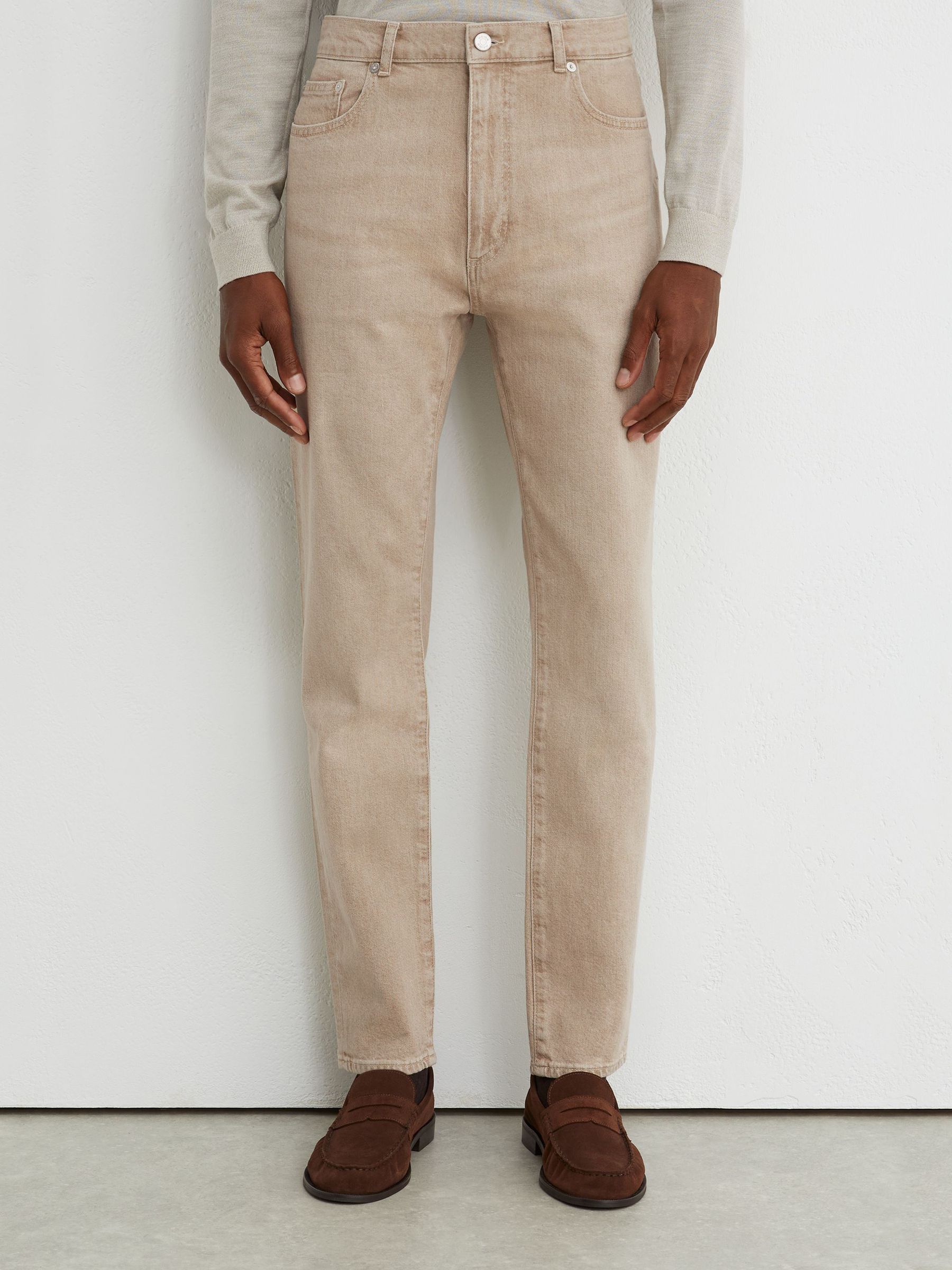 Slim-Fit Stonewashed Jeans in Caramel Brown - Image 3 of 6