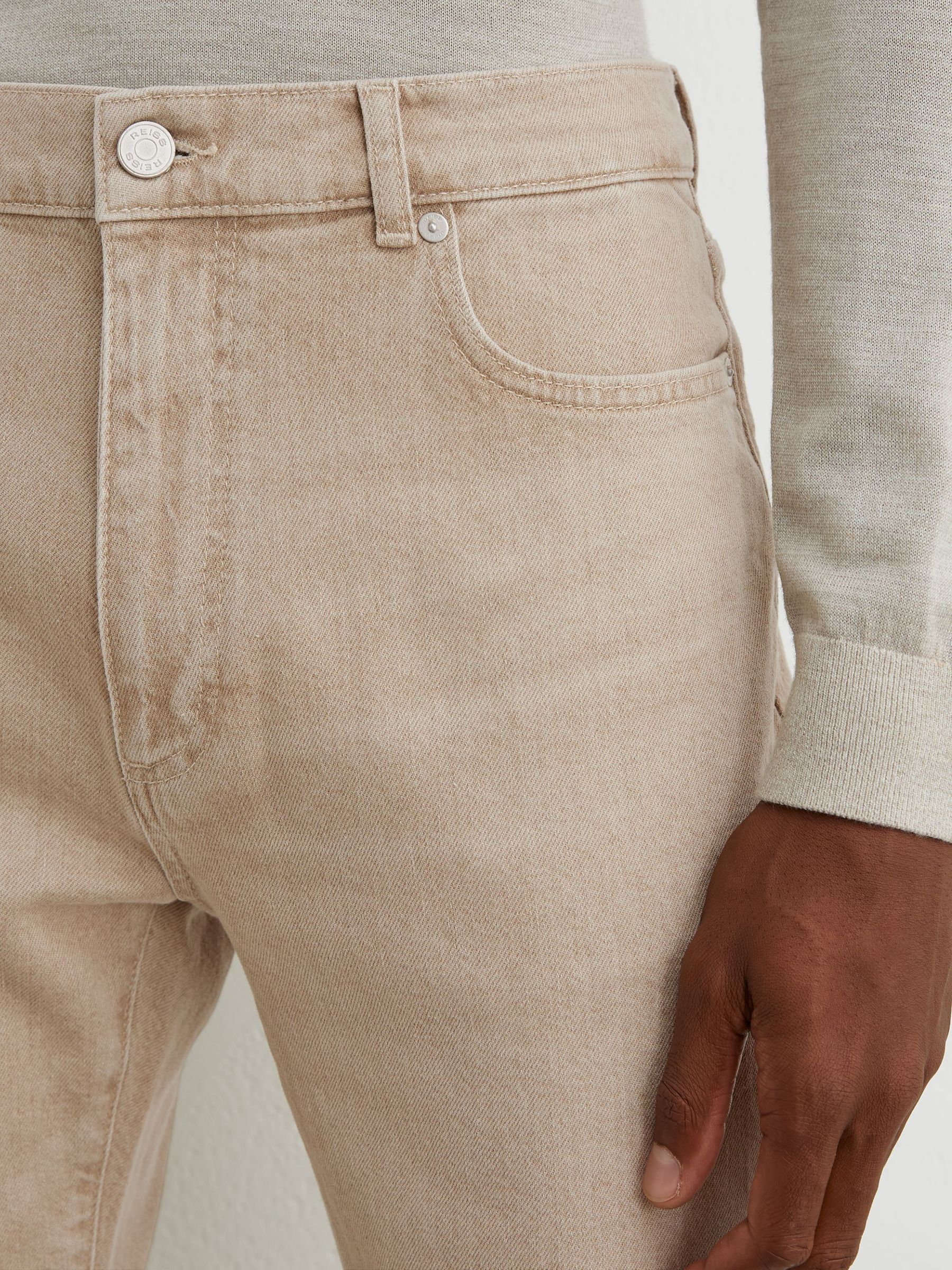 Slim-Fit Stonewashed Jeans in Caramel Brown - Image 4 of 6