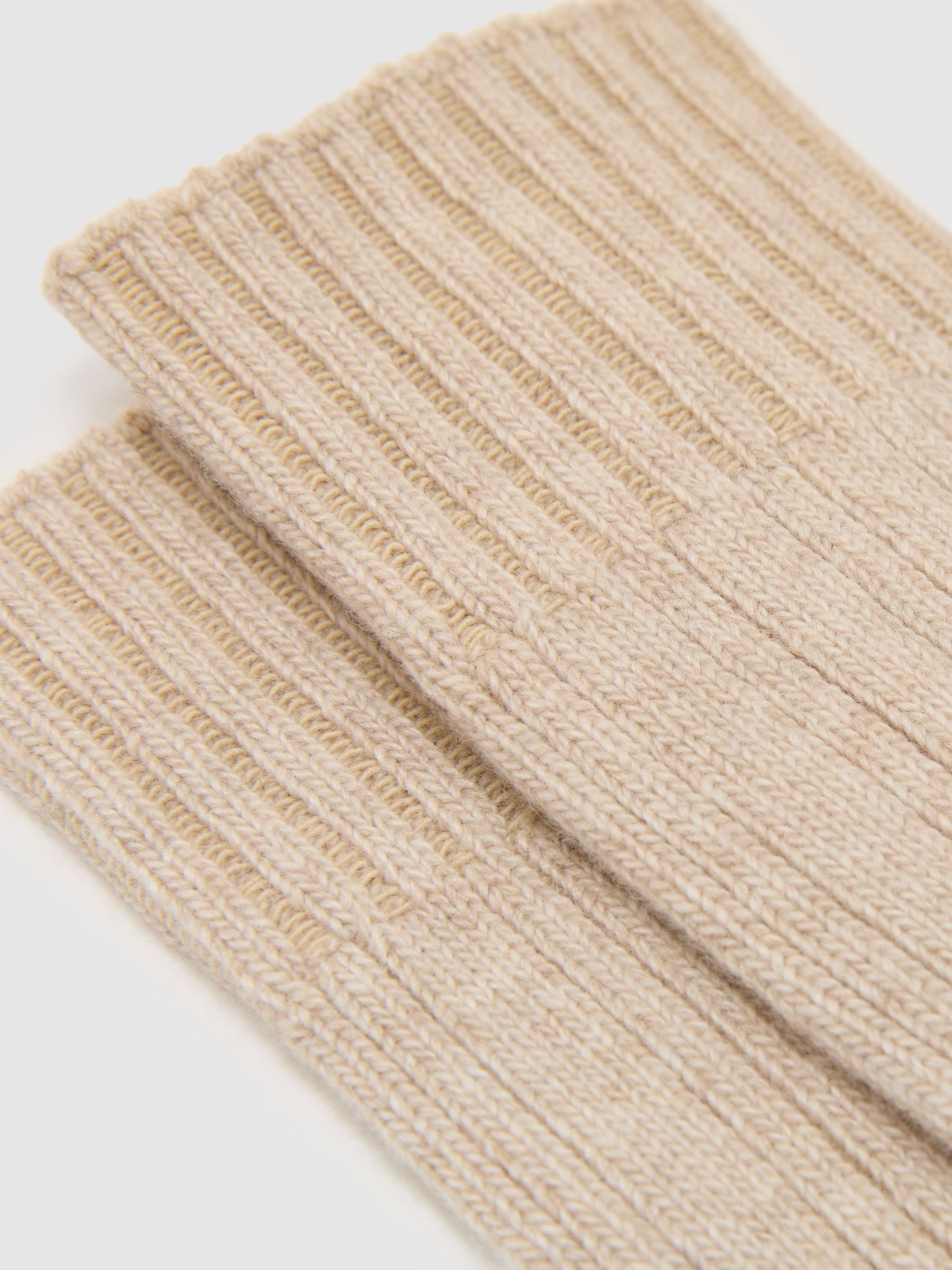 Wool-Blend Ribbed Socks with Cashmere in Oatmeal - Image 3 of 3