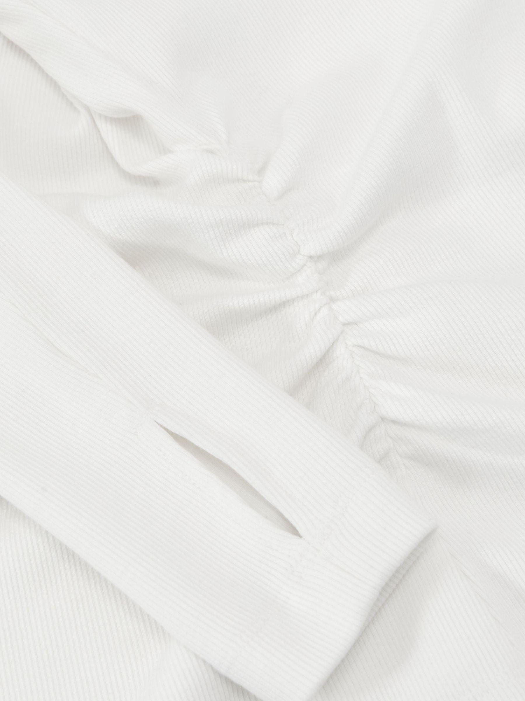 Cotton-Stretch V-Neck Ruched Top in White - Image 6 of 6