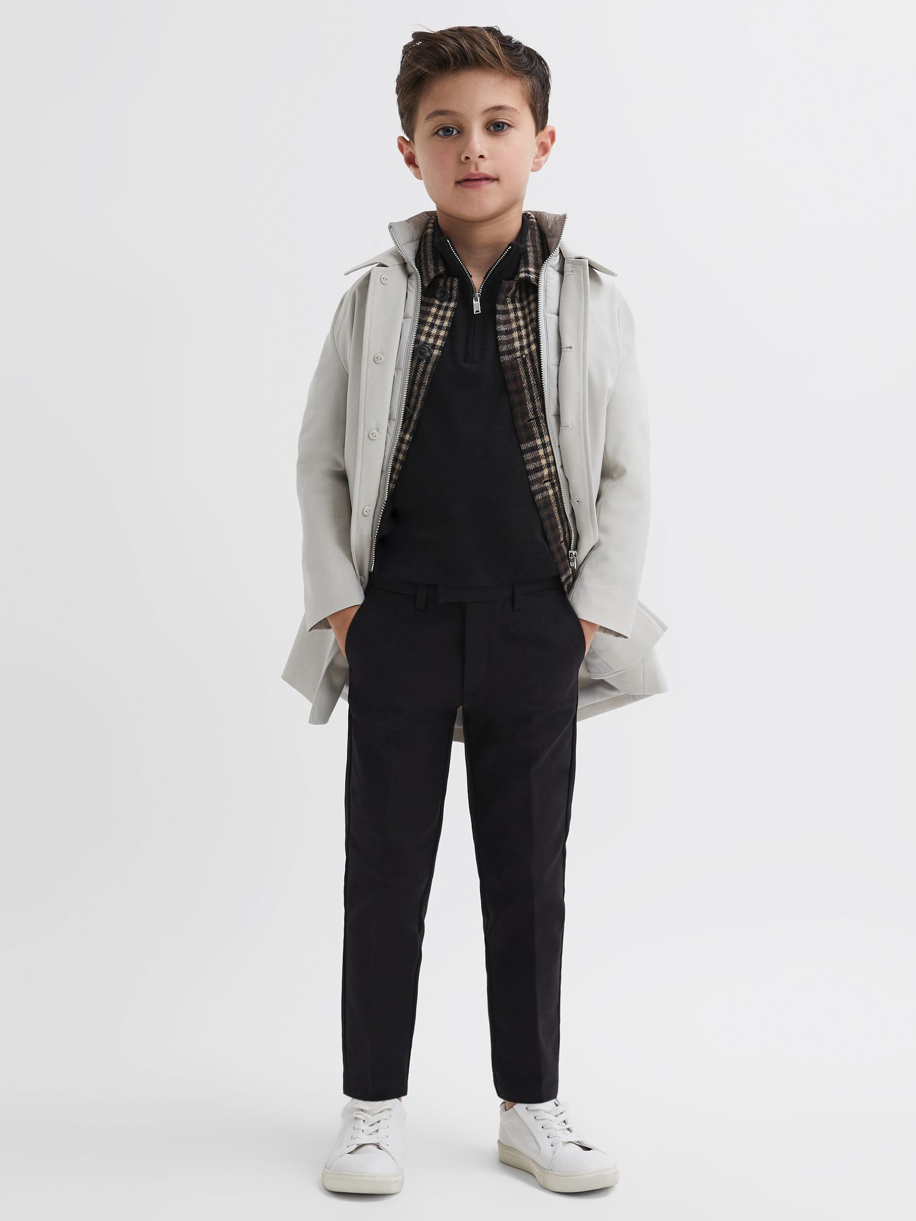 Senior Merino Wool Zip-Neck Jumper in Black - Image 6 of 7