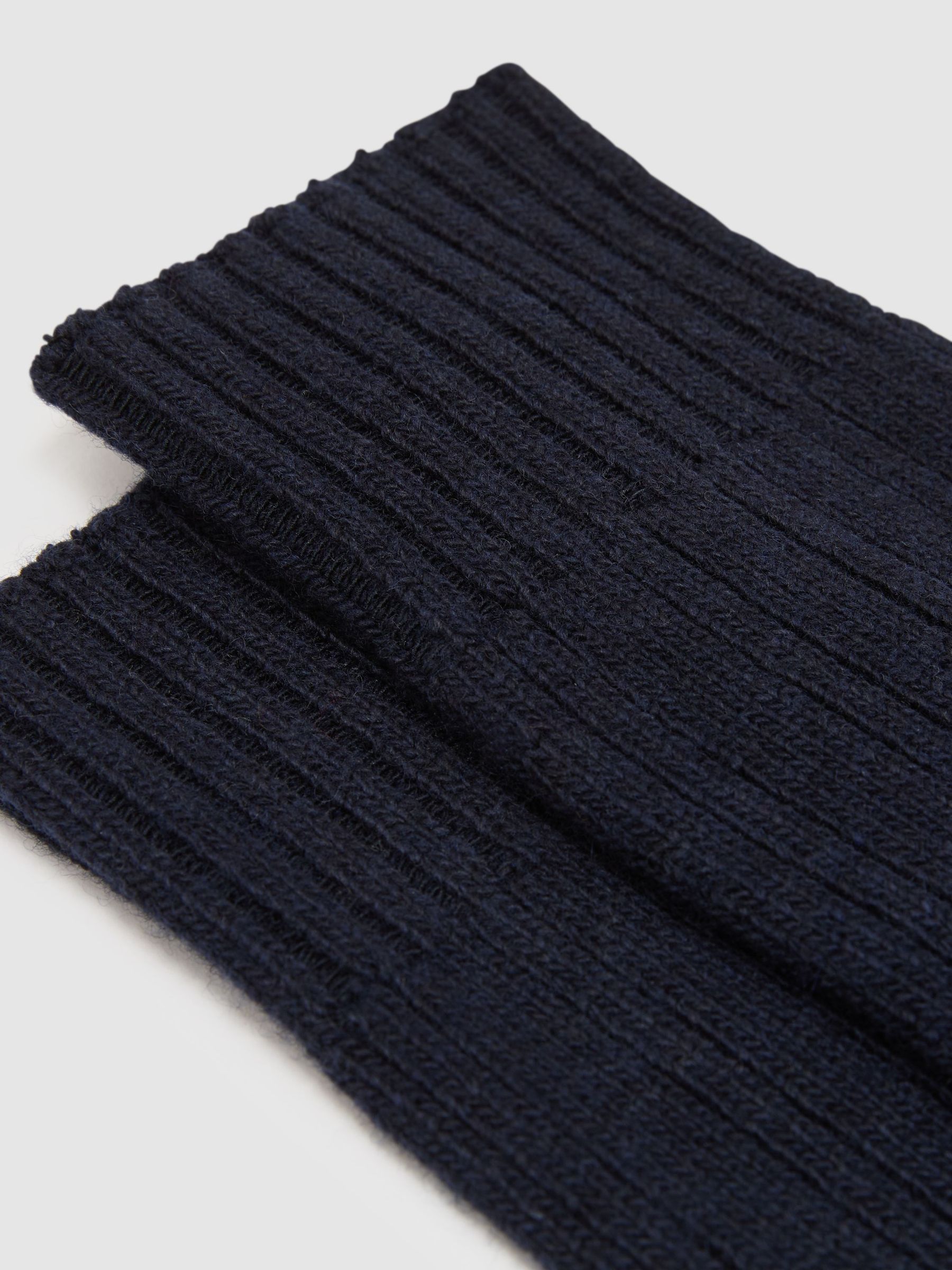 Wool-Blend Ribbed Socks with Cashmere in Navy - Image 3 of 3