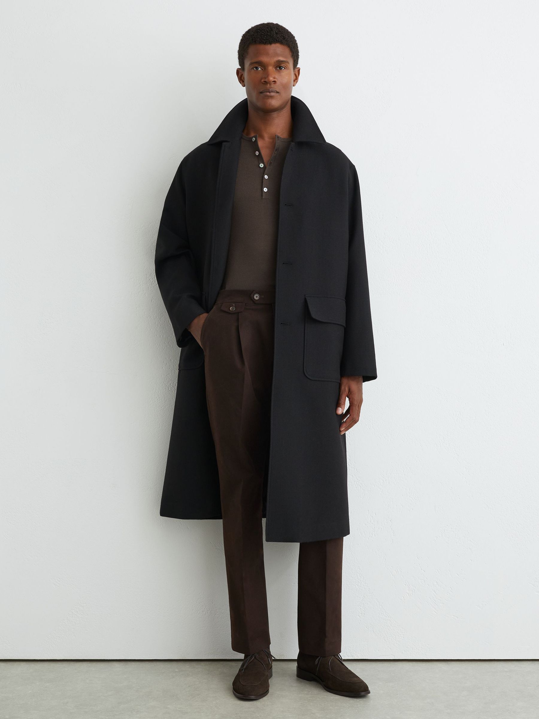 Cotton-Blend Moleskin Tapered Trousers in Chocolate Brown - Image 1 of 6 Cotton-Blend Moleskin Tapered Trousers in Chocolate Brown - Image 1 of 6