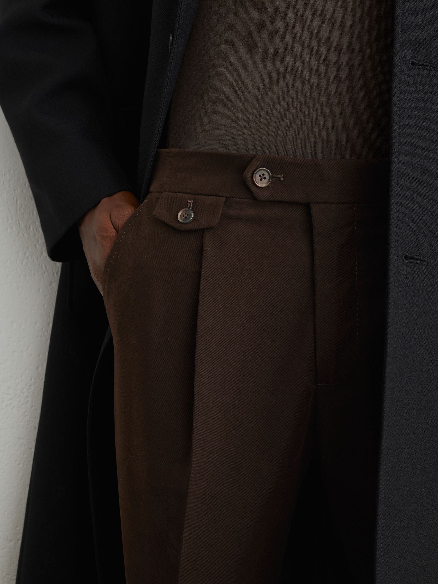 Cotton-Blend Moleskin Tapered Trousers in Chocolate Brown - Image 4 of 6