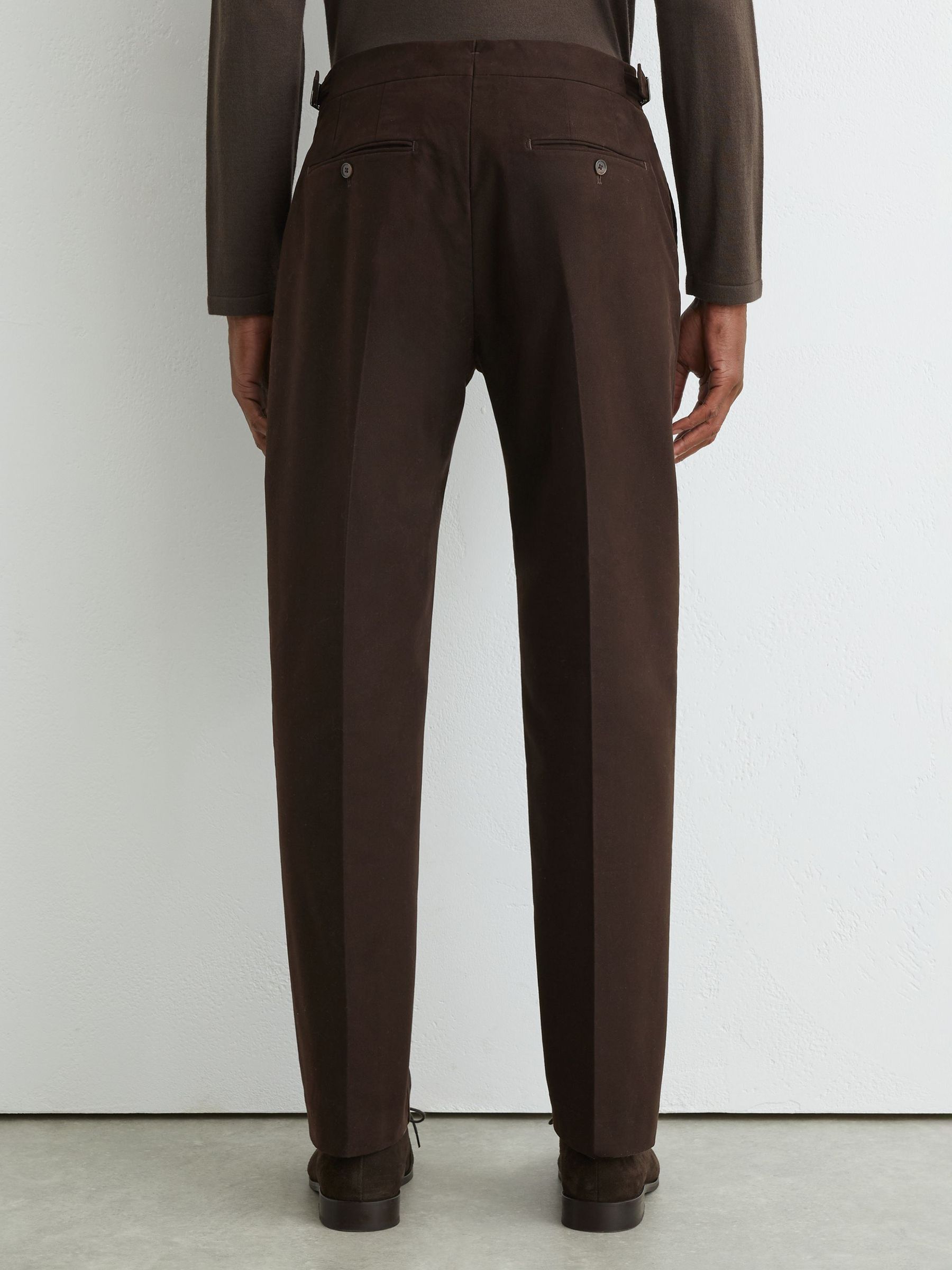 Cotton-Blend Moleskin Tapered Trousers in Chocolate Brown - Image 5 of 6