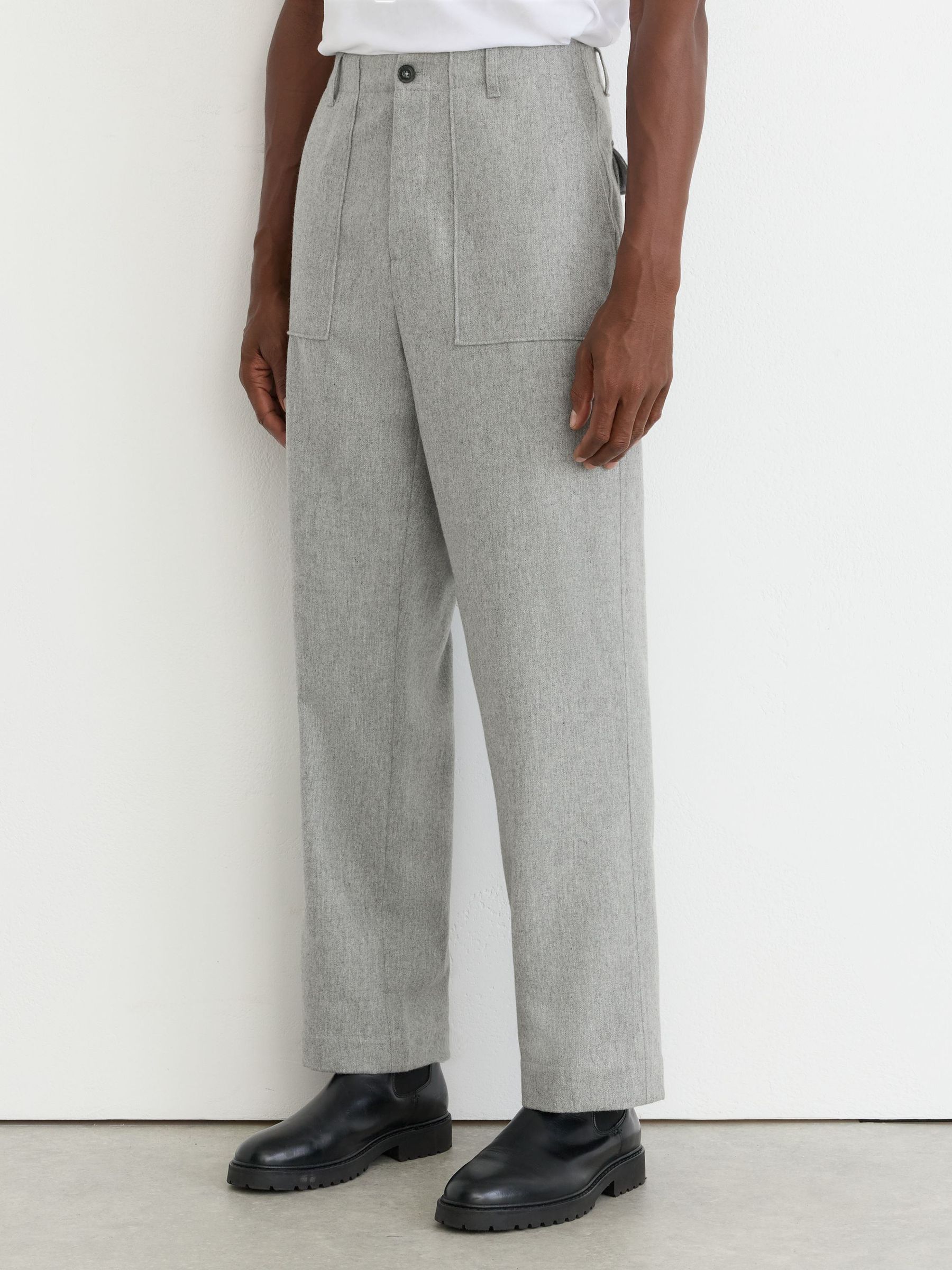 Wool-Blend Relaxed-Fit Trousers in Soft Grey - Image 3 of 6