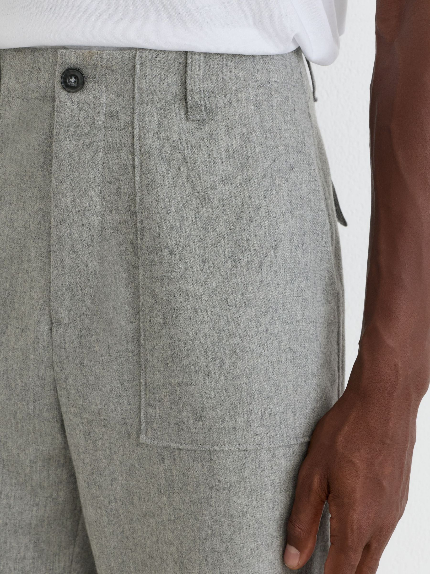 Wool-Blend Relaxed-Fit Trousers in Soft Grey - Image 4 of 6