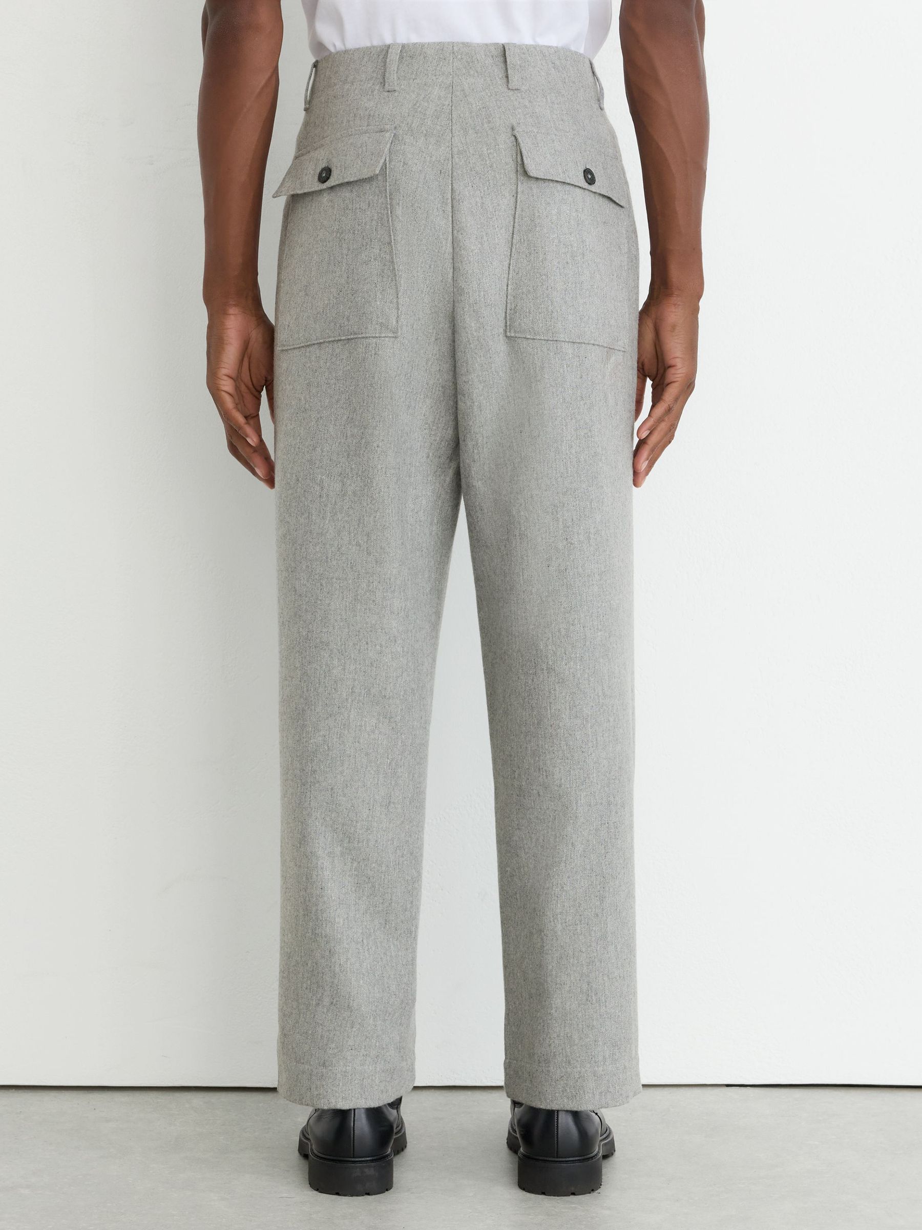 Wool-Blend Relaxed-Fit Trousers in Soft Grey - Image 5 of 6