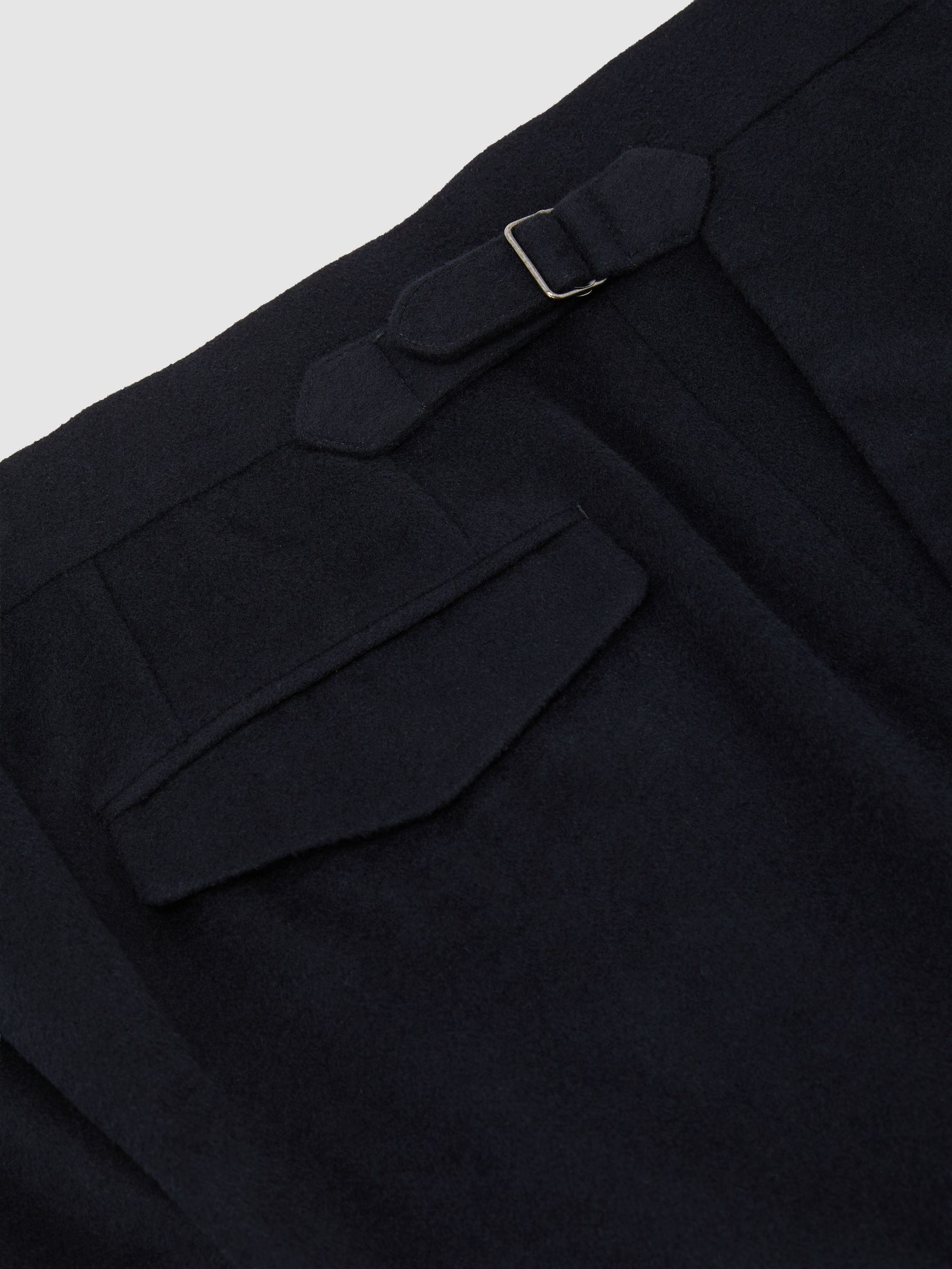 Wool-Blend Flannel Side-Adjuster Suit Trousers Tailored-Fit in Navy - Image 7 of 7