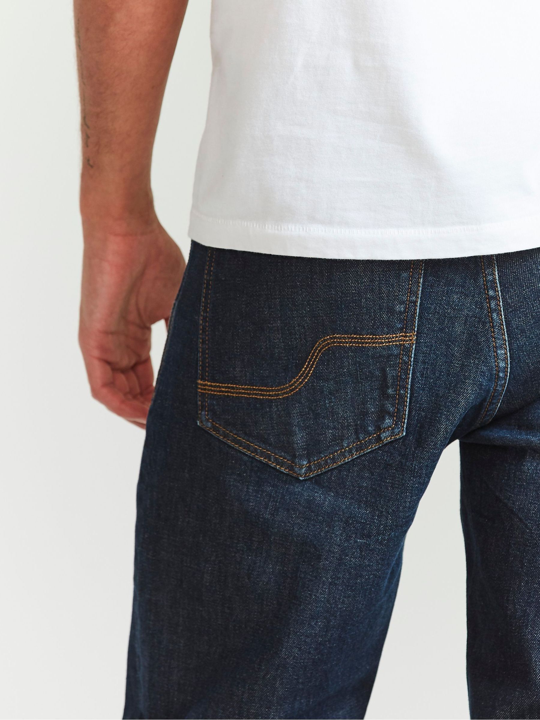 Dark Blue Vintage Wash Denim Slim Jeans - Image 3 of 4