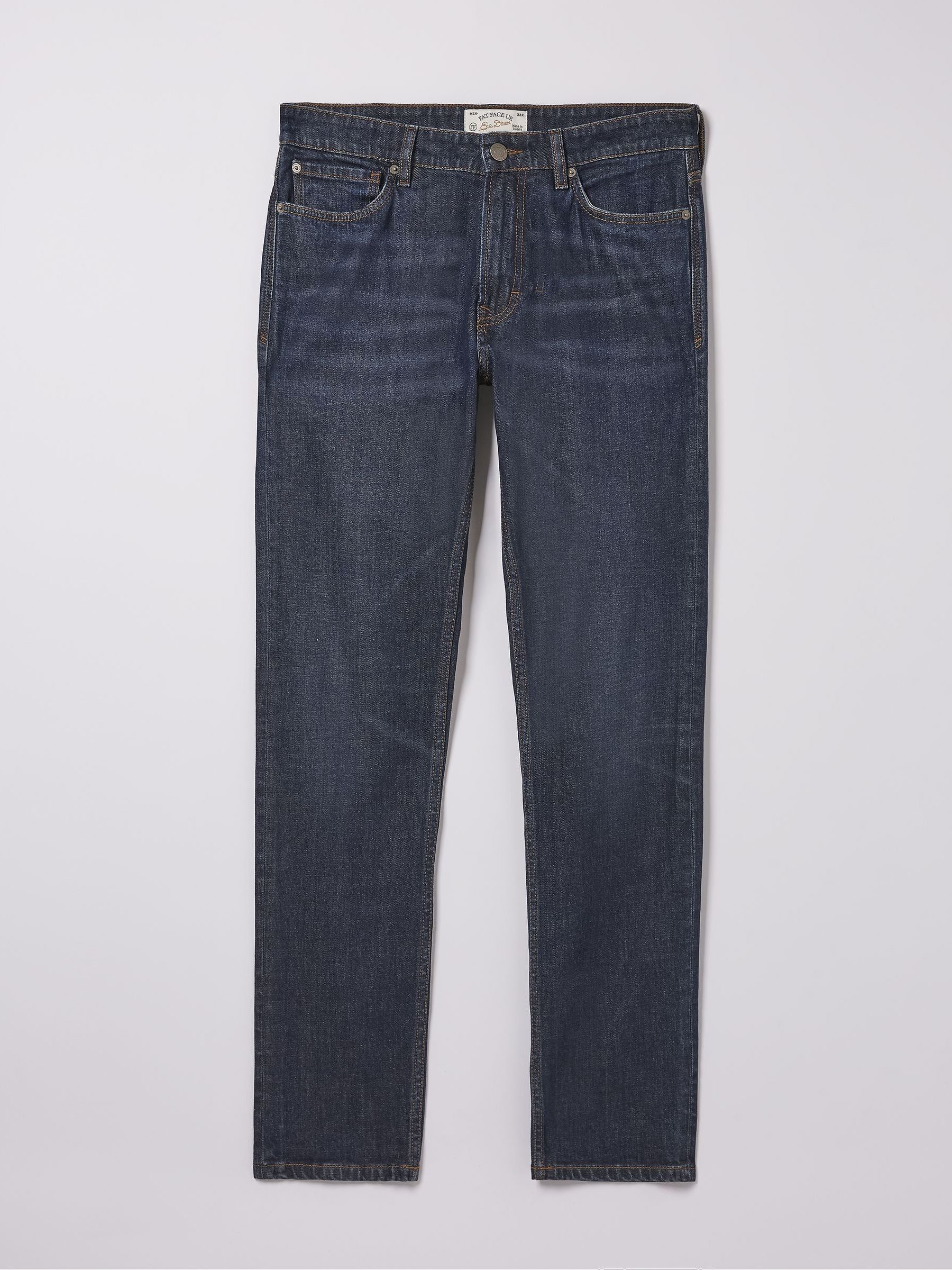 Dark Blue Vintage Wash Denim Slim Jeans - Image 4 of 4