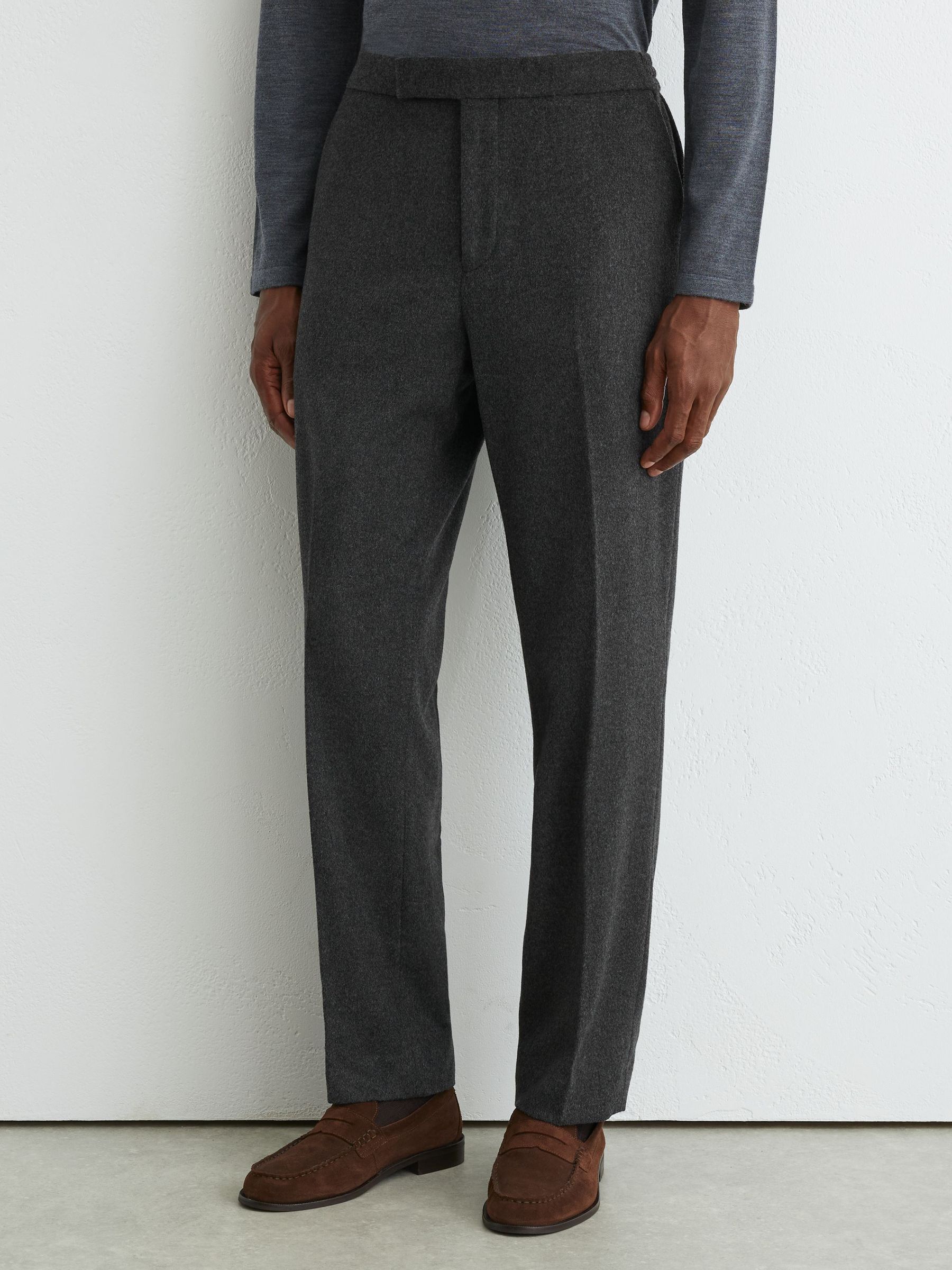 Wool-Blend Flannel Tailored-Fit Suit Trousers in Charcoal Grey - Image 3 of 6