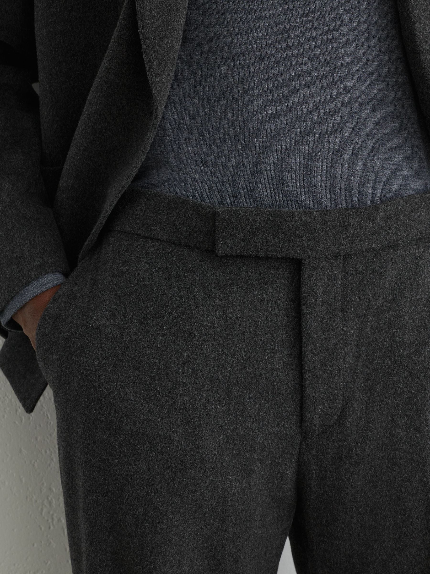 Wool-Blend Flannel Tailored-Fit Suit Trousers in Charcoal Grey - Image 4 of 6