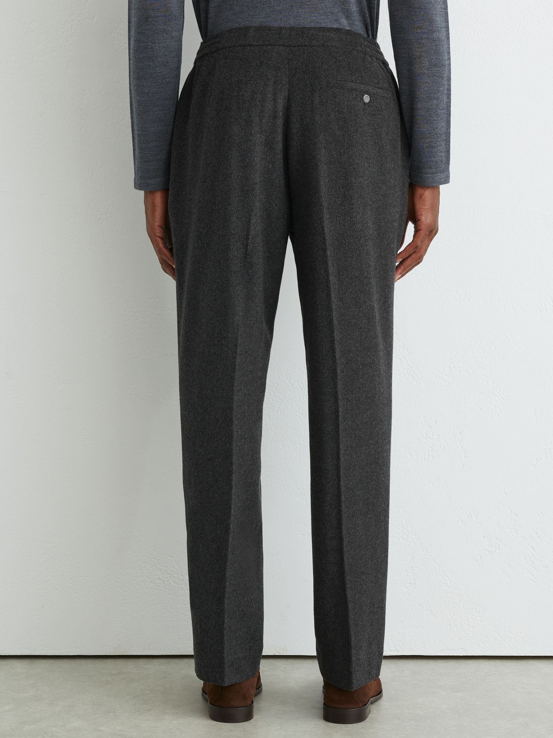 Wool-Blend Flannel Tailored-Fit Suit Trousers in Charcoal Grey - Image 5 of 6