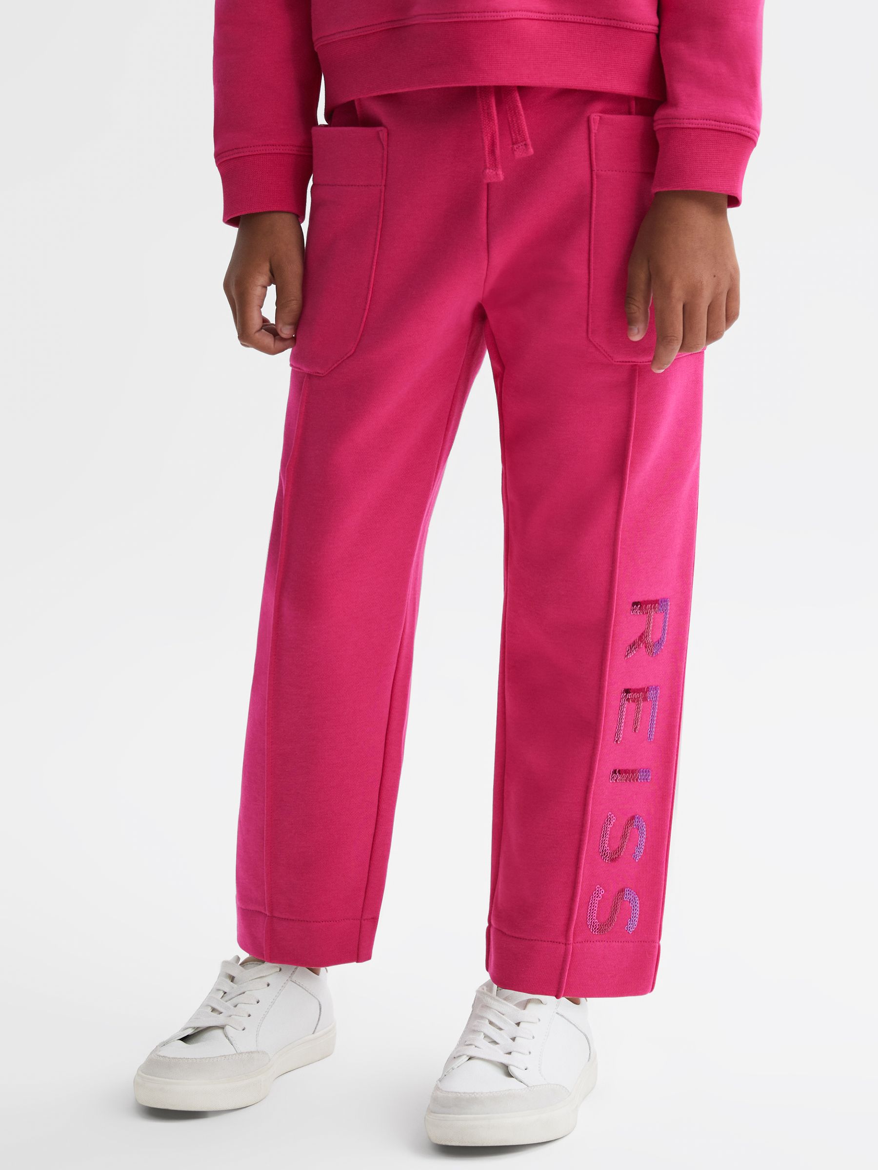 4-9 yrs Drawstring Front Seam Joggers in Bright Pink - Image 1 of 6