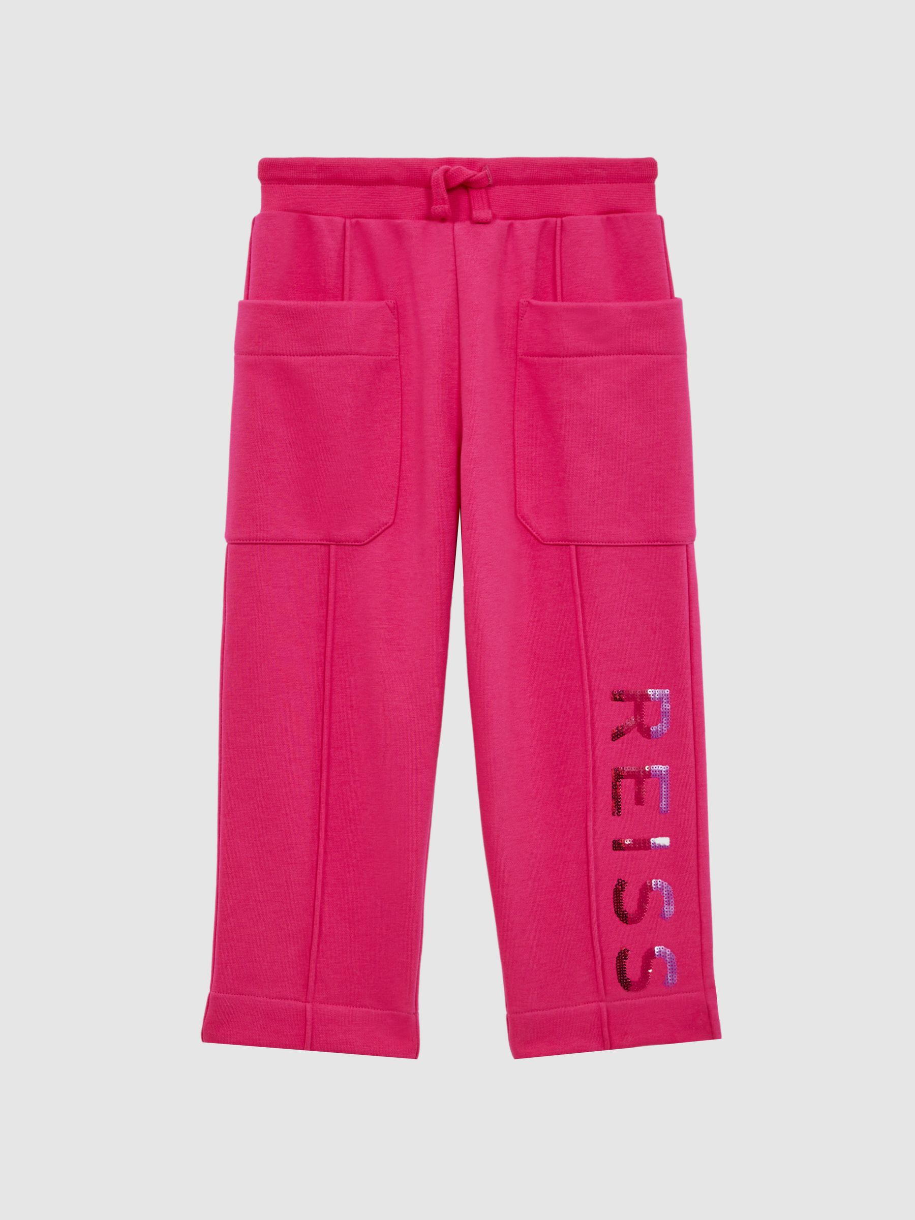 4-9 yrs Drawstring Front Seam Joggers in Bright Pink - Image 2 of 6