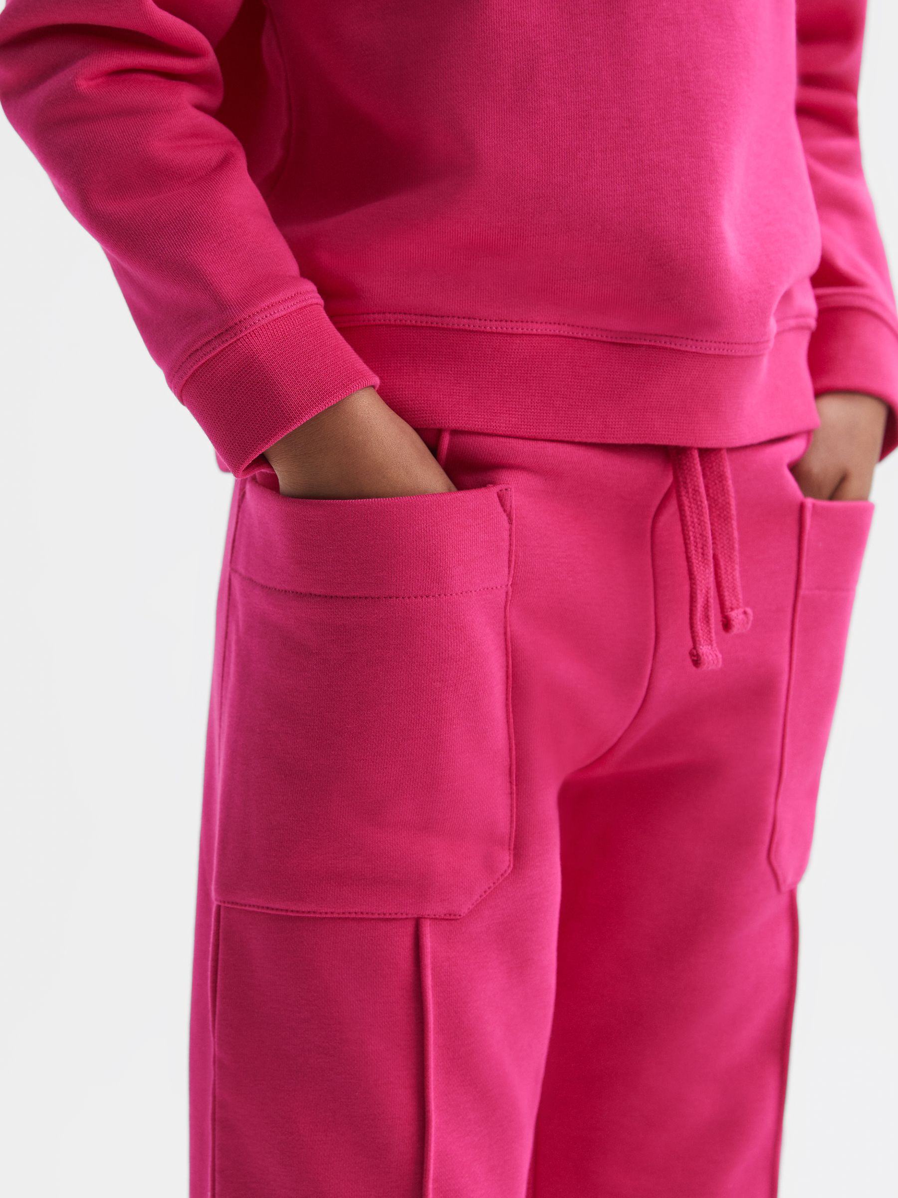 4-9 yrs Drawstring Front Seam Joggers in Bright Pink - Image 4 of 6