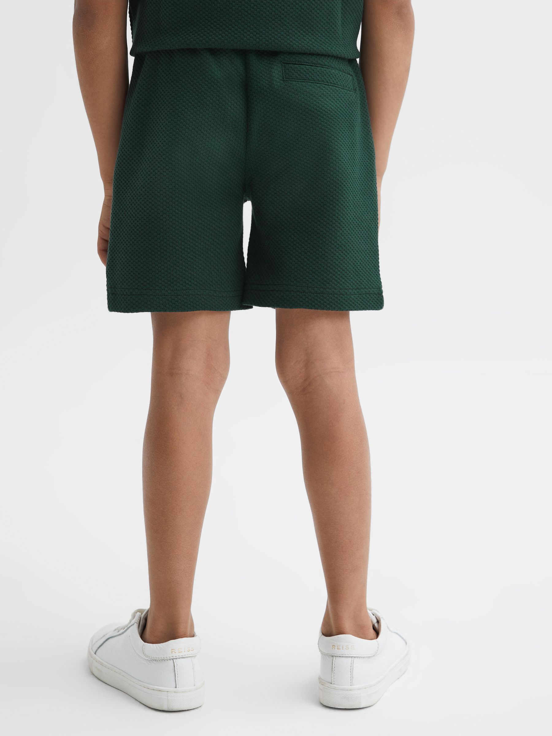 Textured Drawstring Shorts in Green Smoke - Image 4 of 5