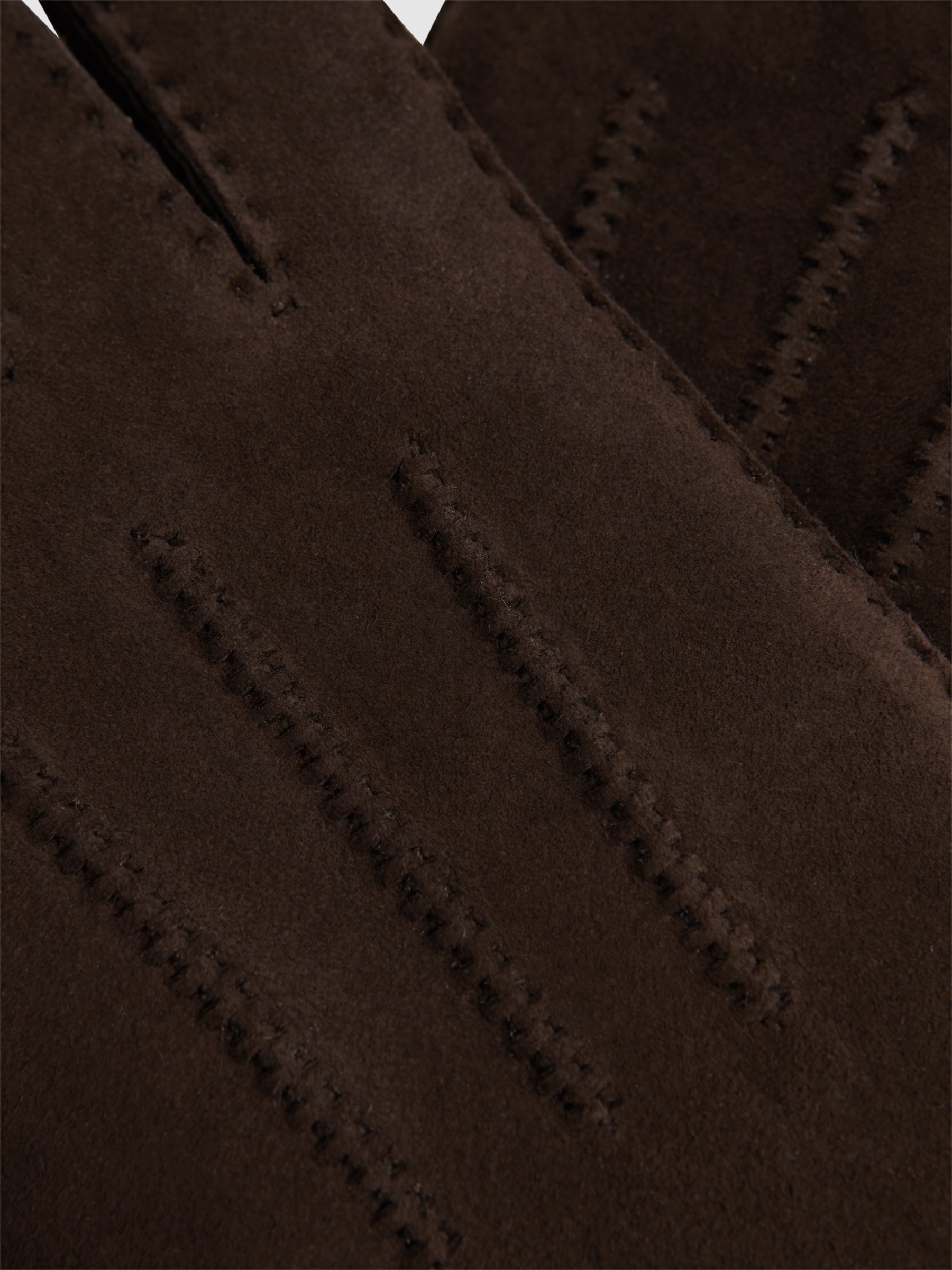 Suede Shearling Gloves in Chocolate - Image 3 of 3