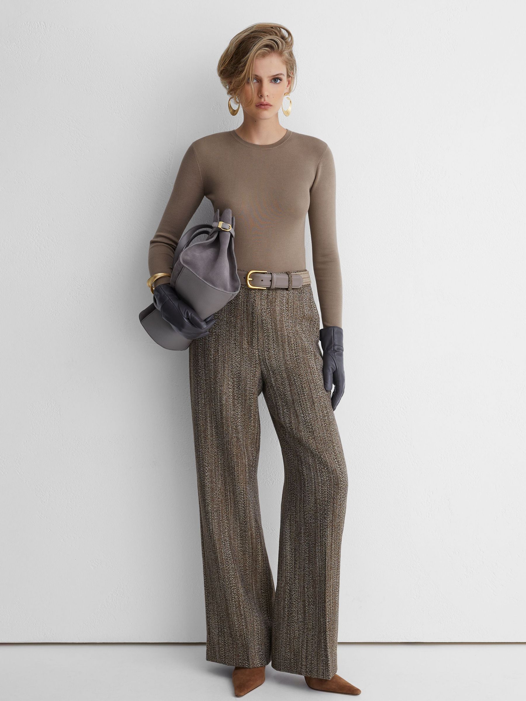 Atelier Silk-Blend Jersey Long-Sleeve Bodysuit in Taupe - Image 4 of 6