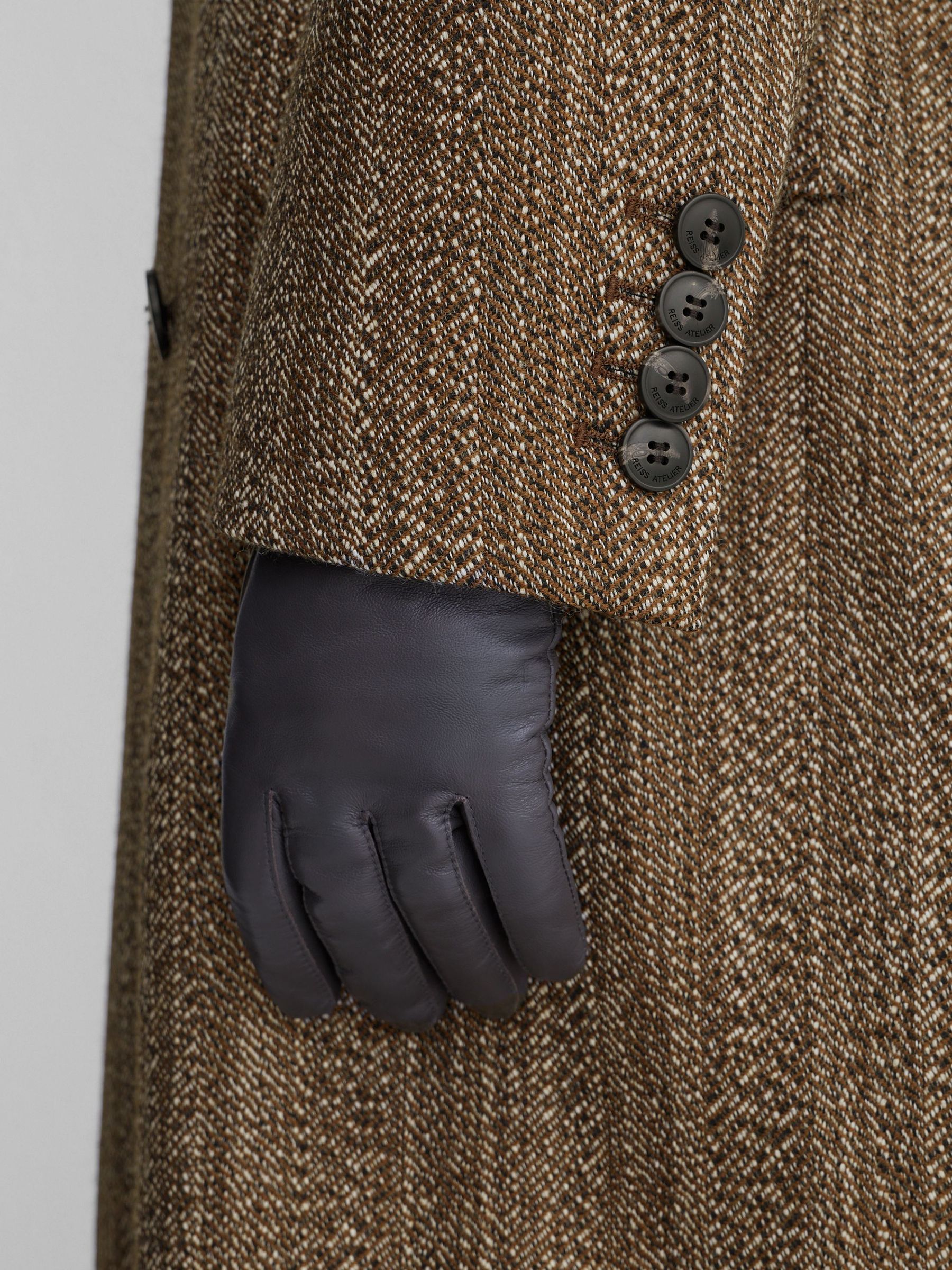 Atelier Wool-Blend Textured Double-Breasted Coat in Brown - Image 3 of 8