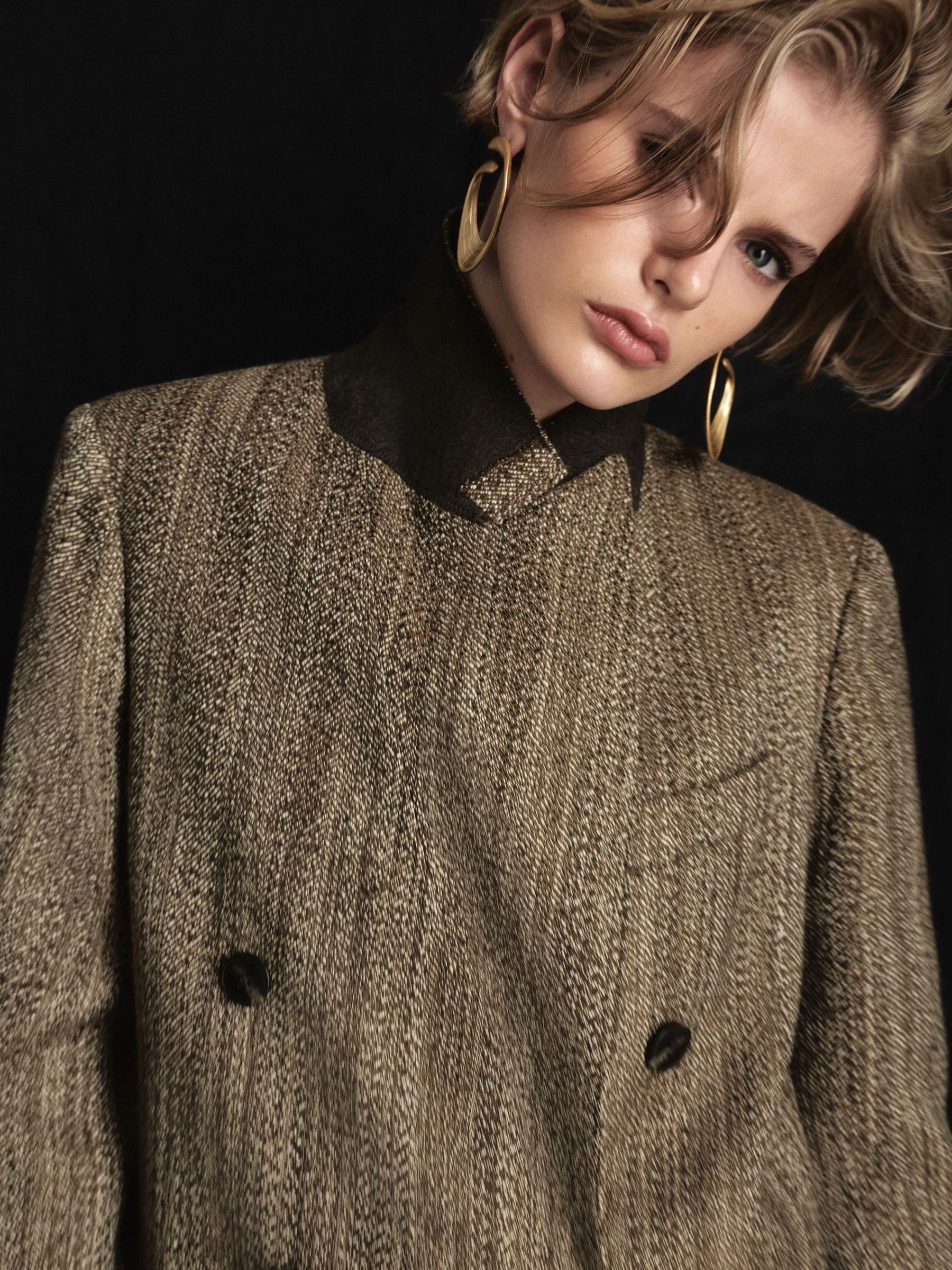 Atelier Wool-Blend Textured Double-Breasted Coat in Brown - Image 6 of 8