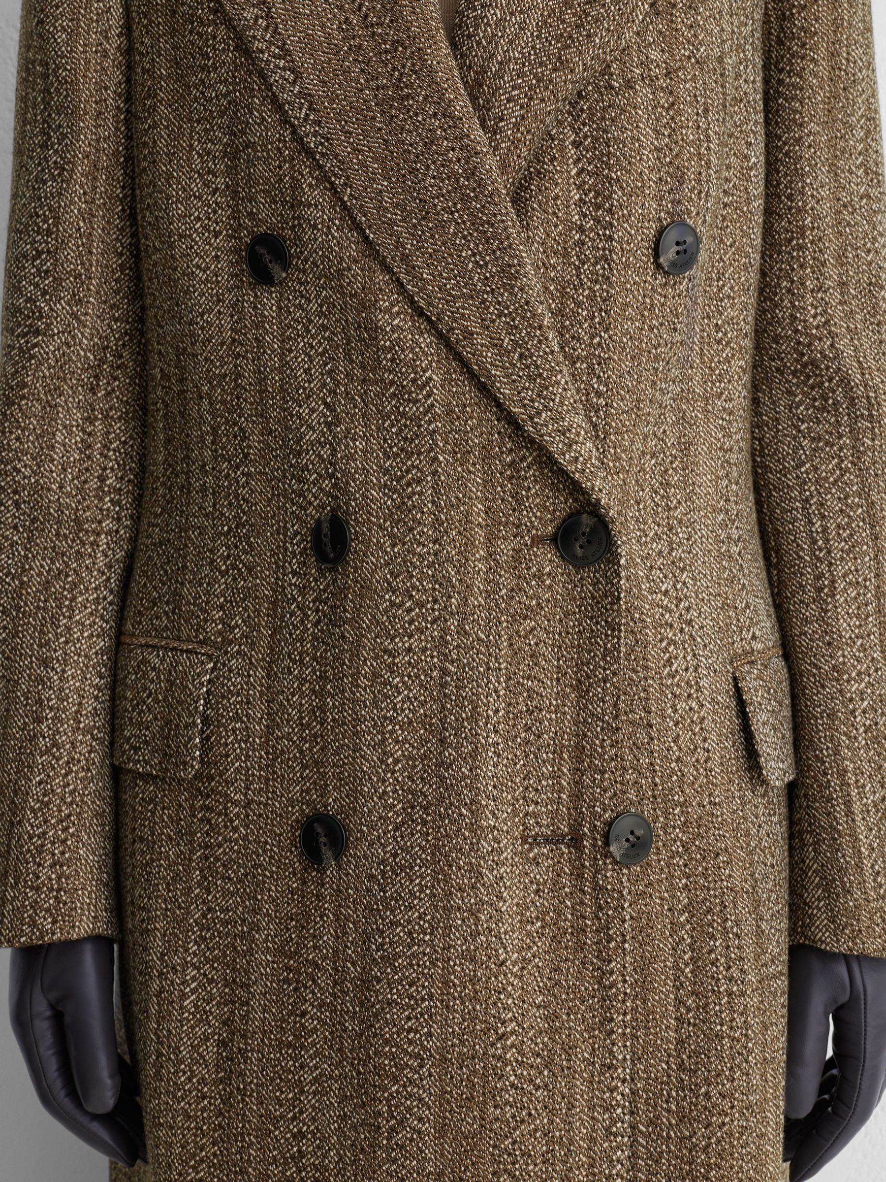 Atelier Wool-Blend Textured Double-Breasted Coat in Brown - Image 7 of 8