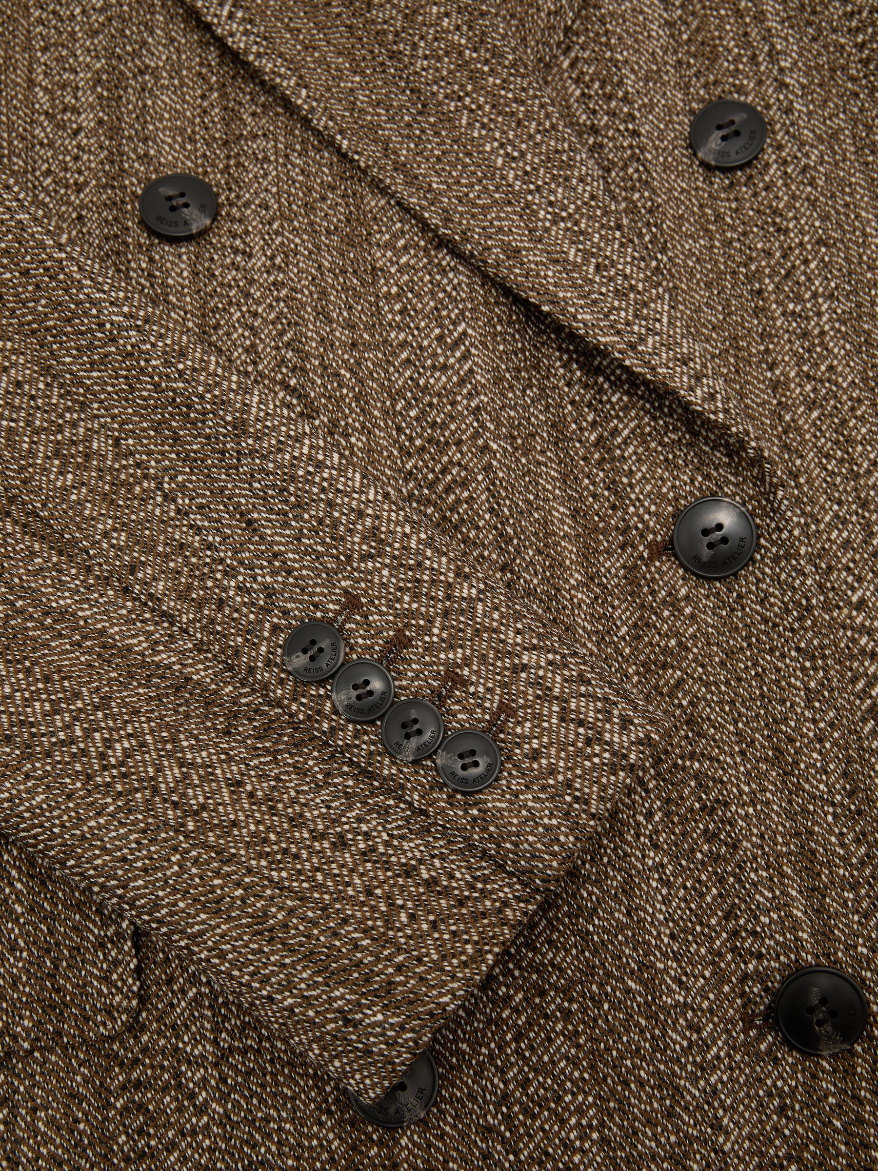Atelier Wool-Blend Textured Double-Breasted Coat in Brown - Image 8 of 8