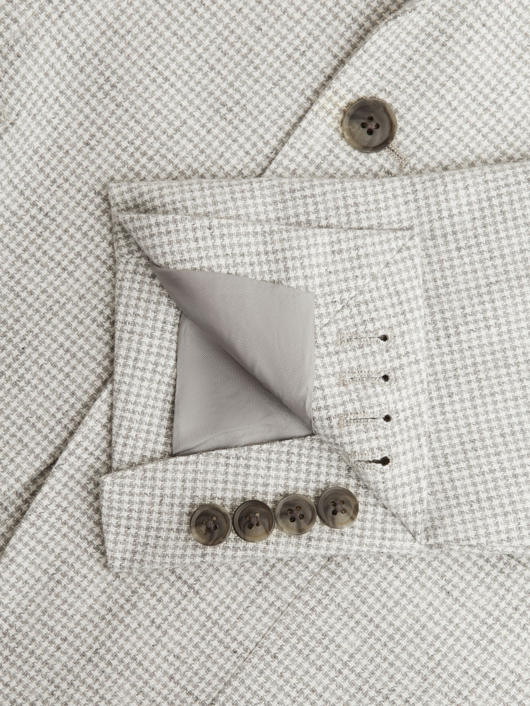 Slim Fit Single Breasted Checked Wool Blazer in Soft Grey - Image 6 of 6