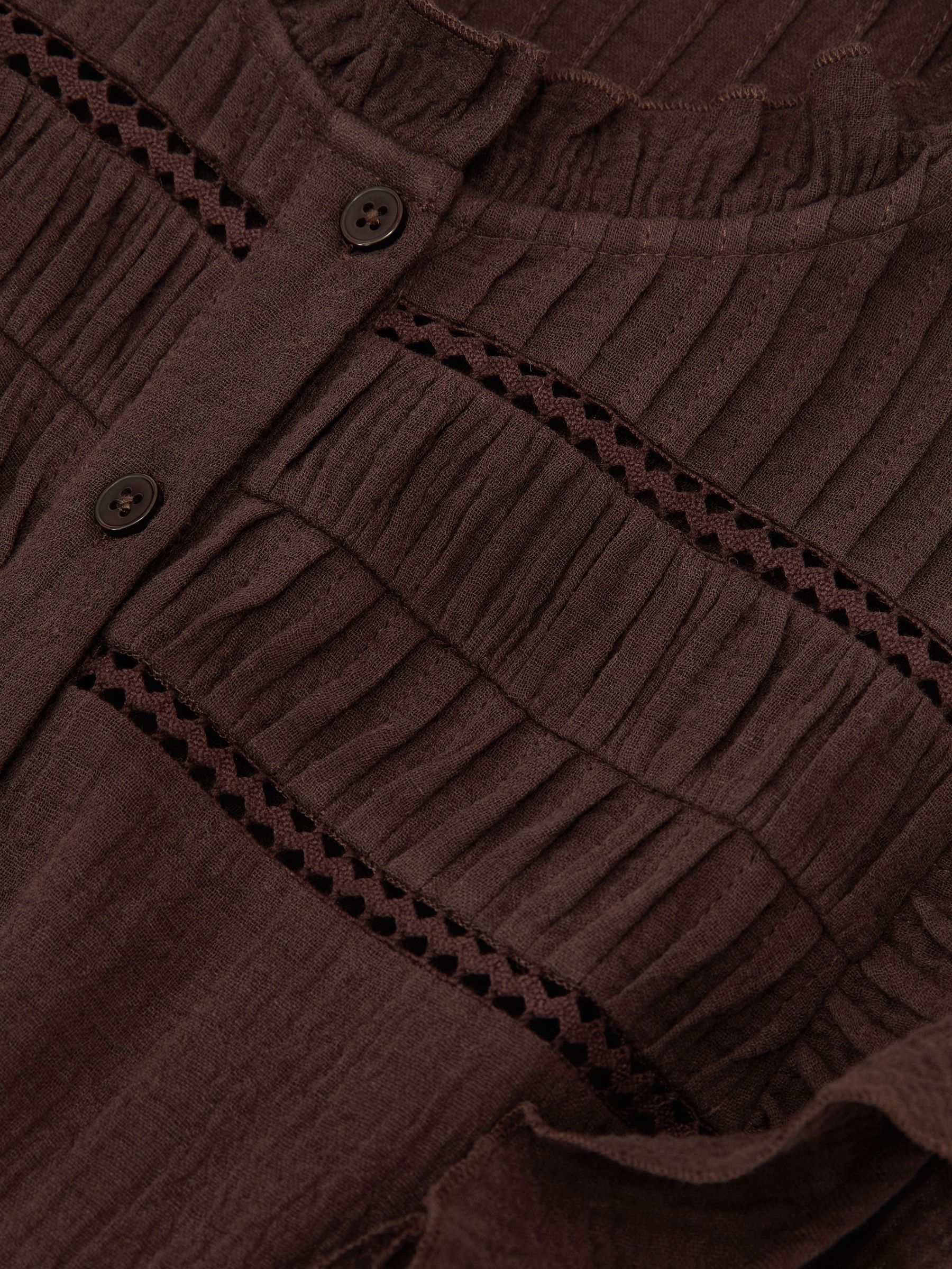 Cotton Cheesecloth Ruffle-Detail Playsuit in Chocolate - Image 7 of 7