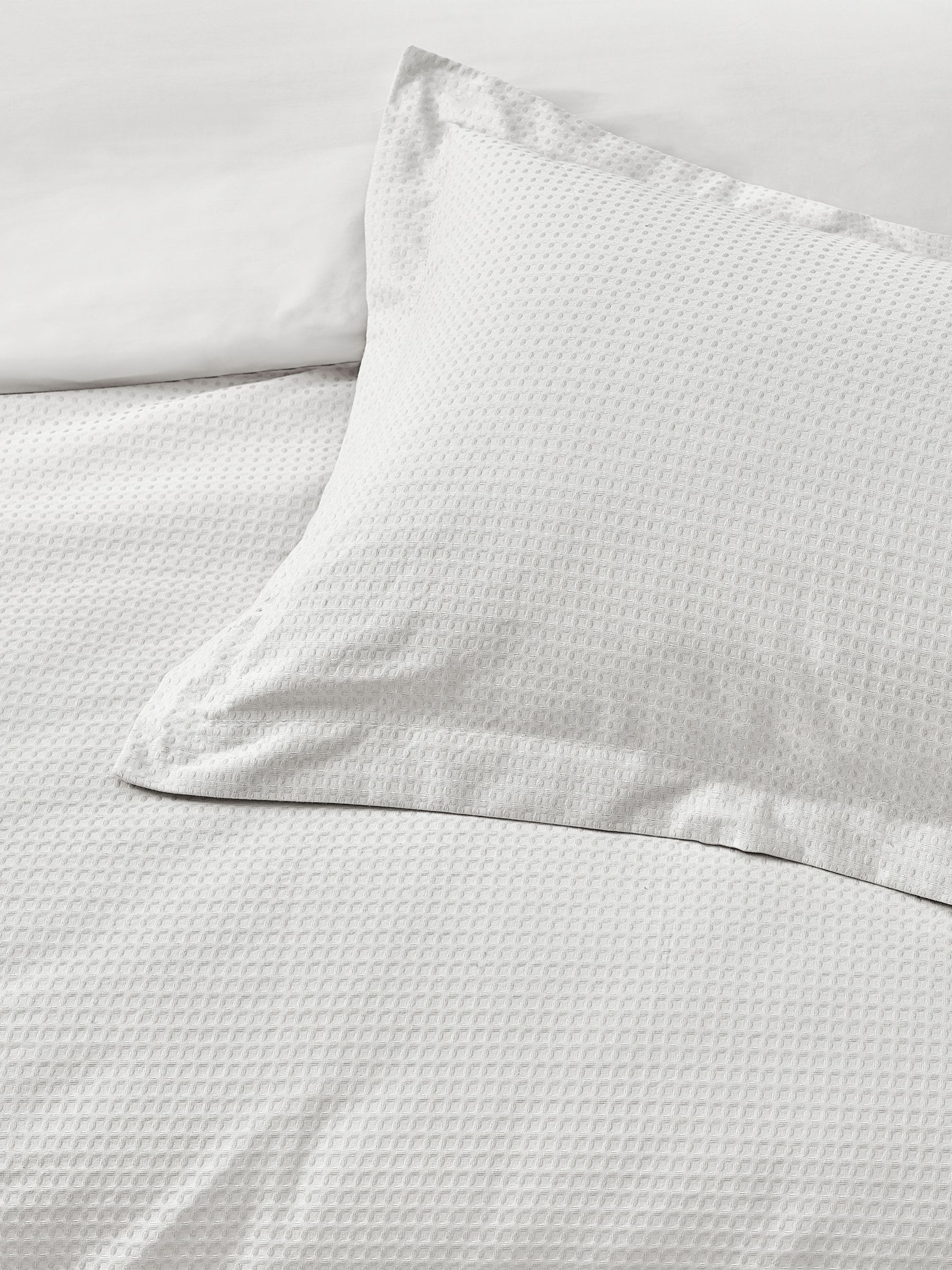 Yard White Waffle Textured 100% Cotton Duvet Cover Set - Image 3 of 5