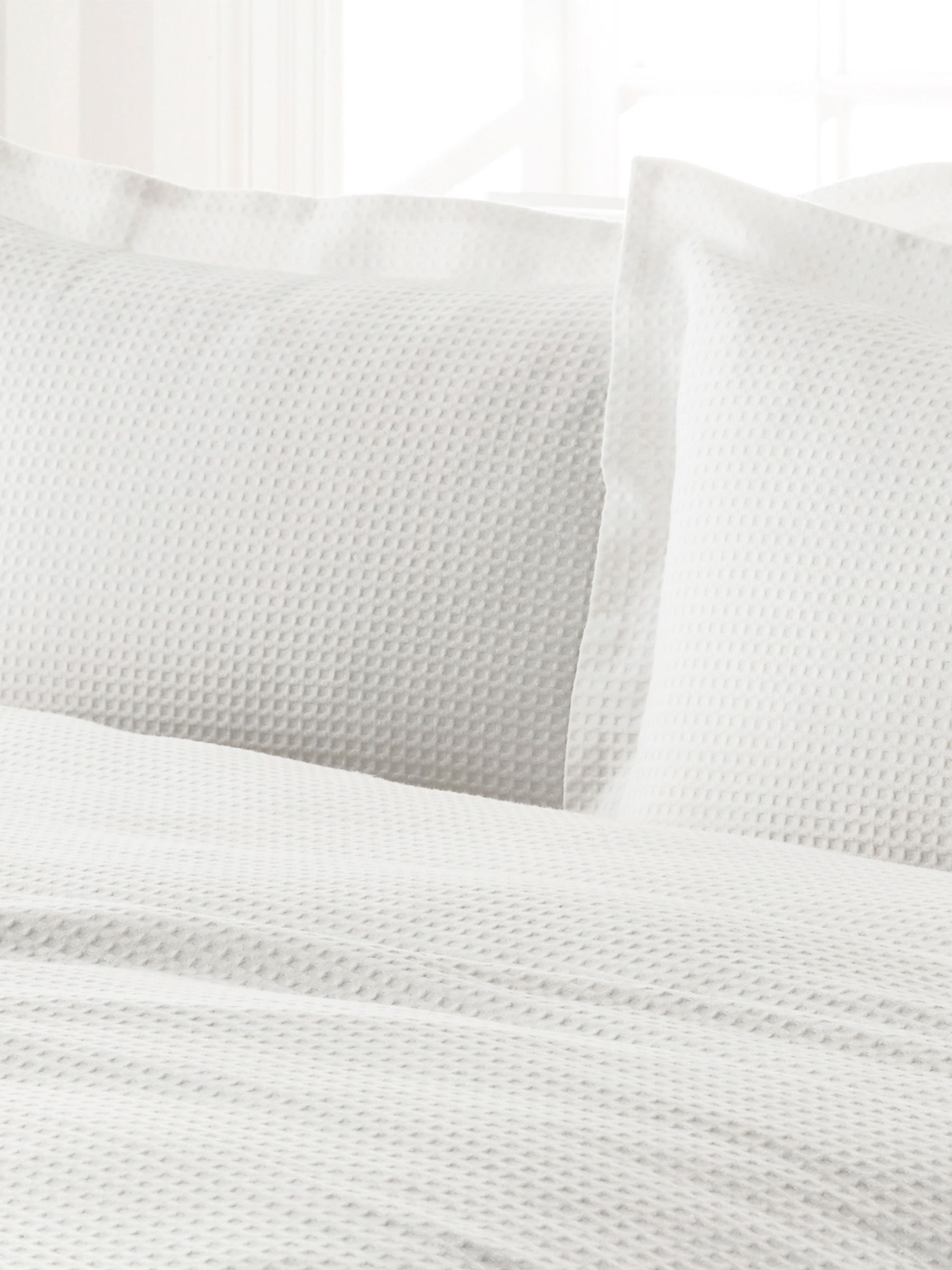 Yard White Waffle Textured 100% Cotton Duvet Cover Set - Image 4 of 5