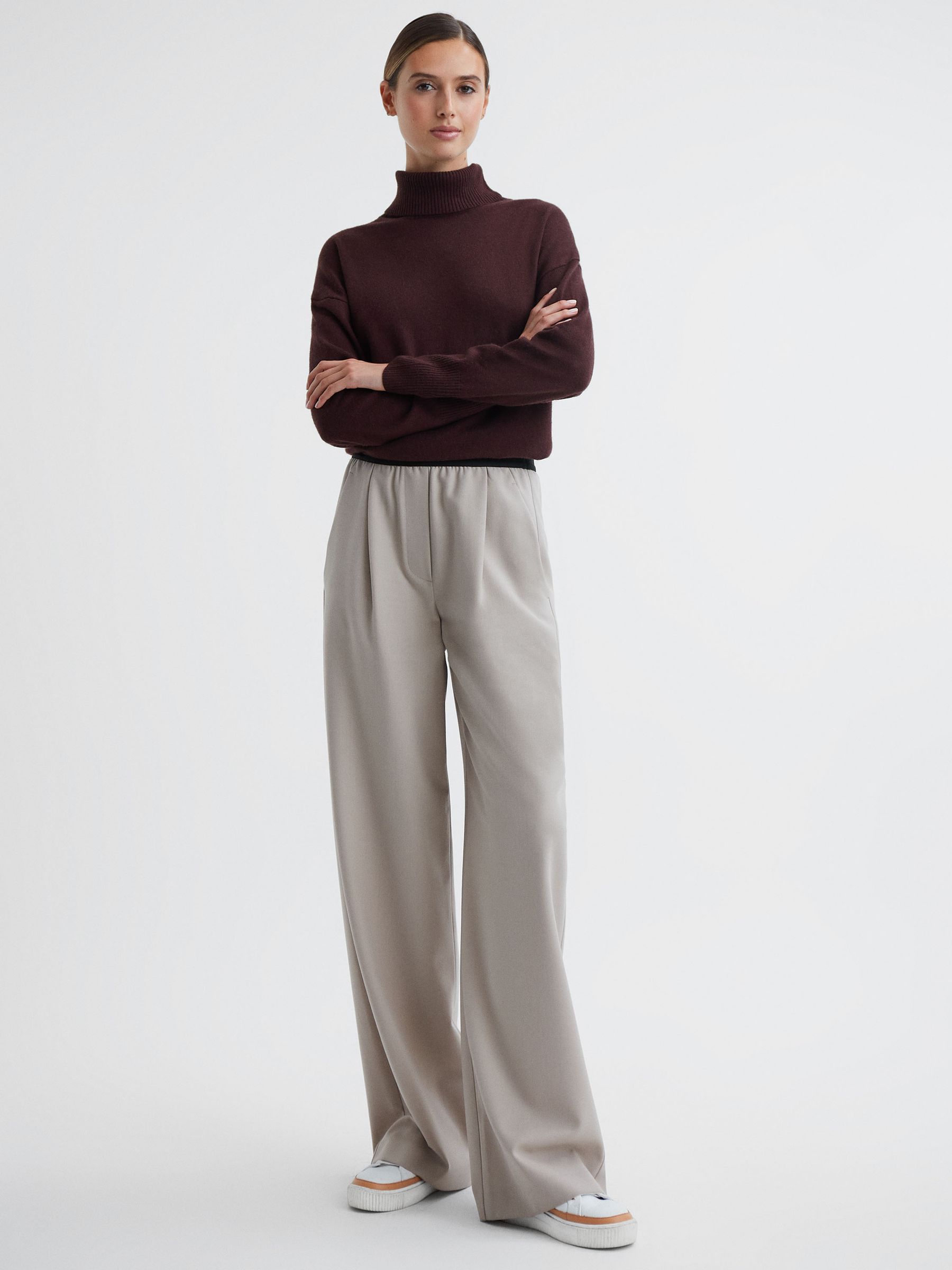 Wool Blend Roll Neck Jumper in Berry - Image 3 of 5