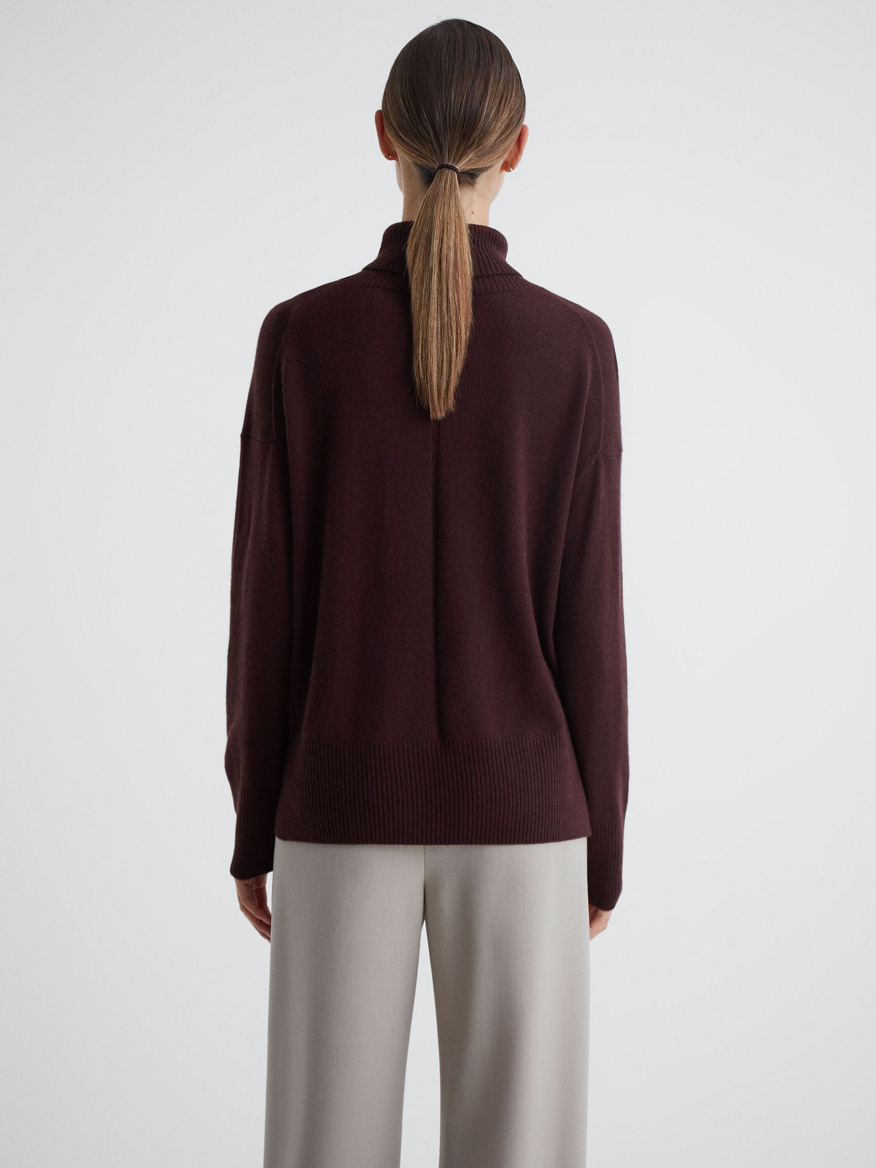 Wool Blend Roll Neck Jumper in Berry - Image 5 of 5