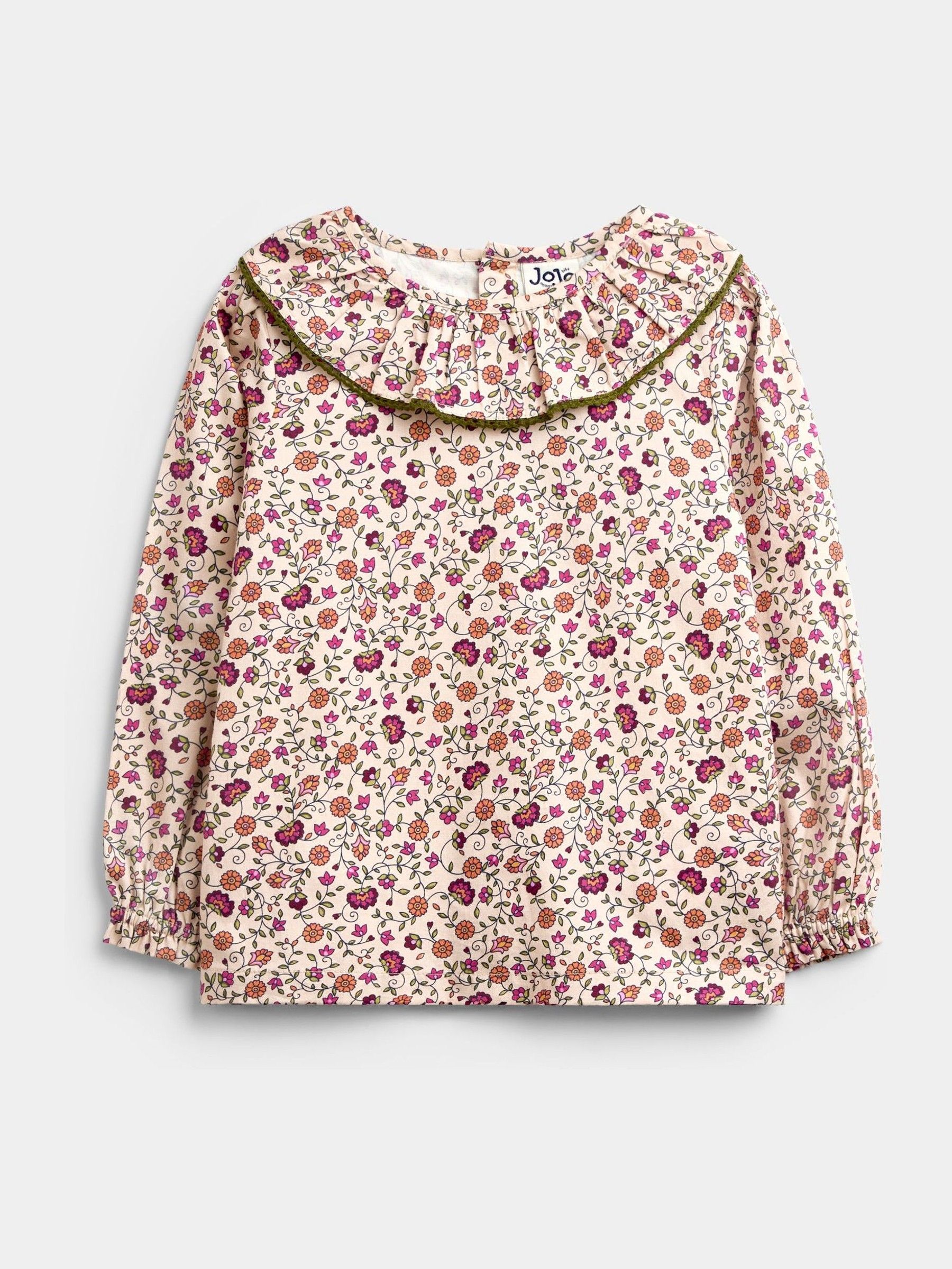 Khaki Green Floral Printed Collar Top & Embroidered Cord Skirt - Image 2 of 7