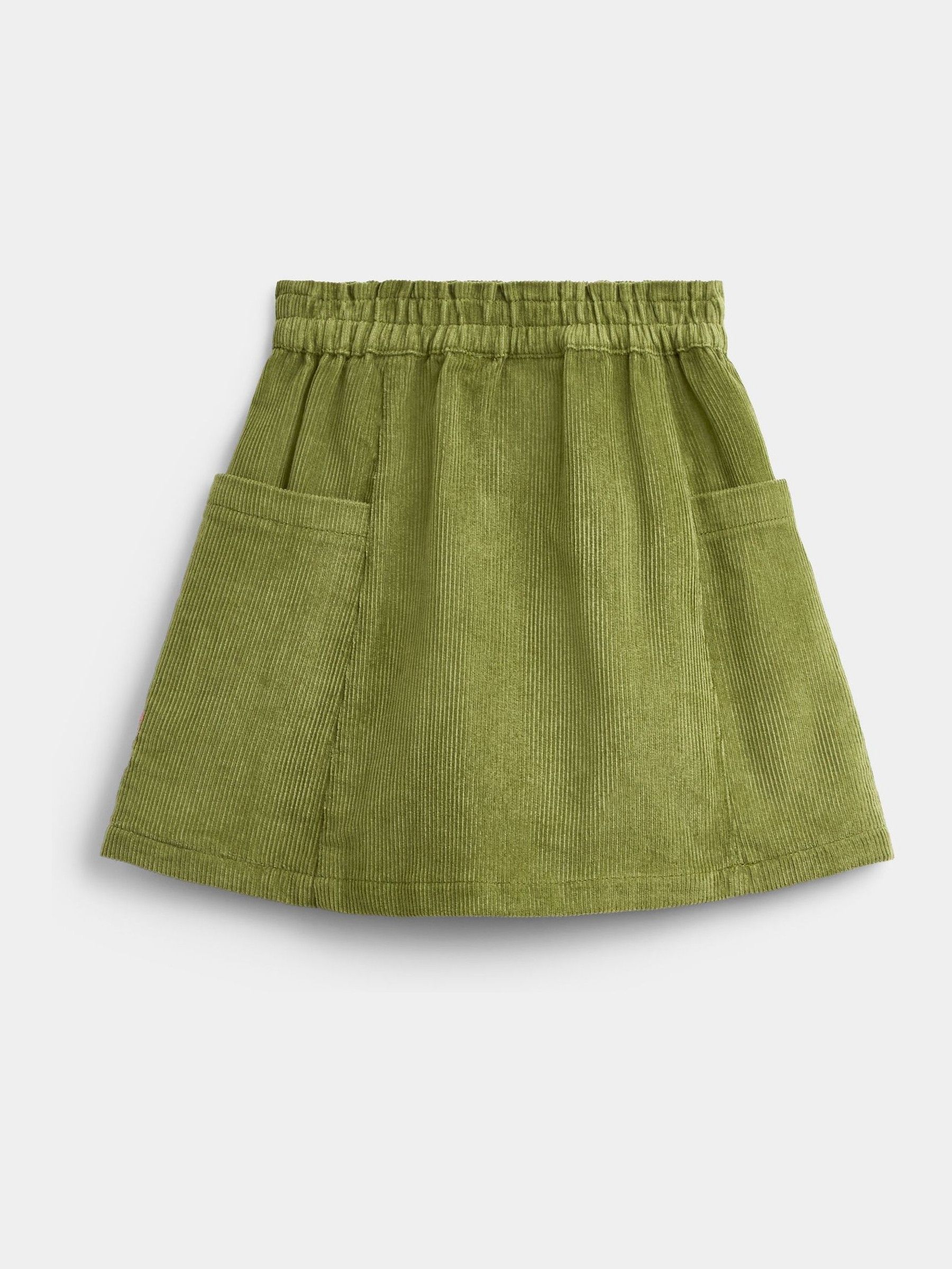 Khaki Green Floral Printed Collar Top & Embroidered Cord Skirt - Image 5 of 7