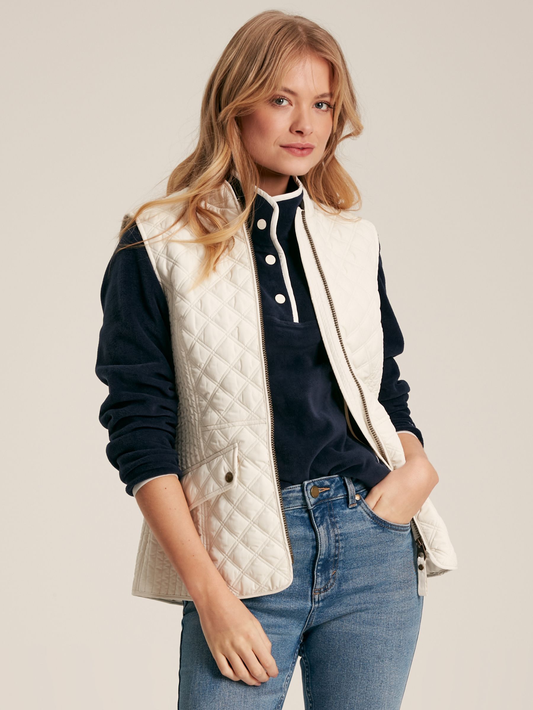Minx White Showerproof Diamond Quilted Gilet - Image 1 of 10