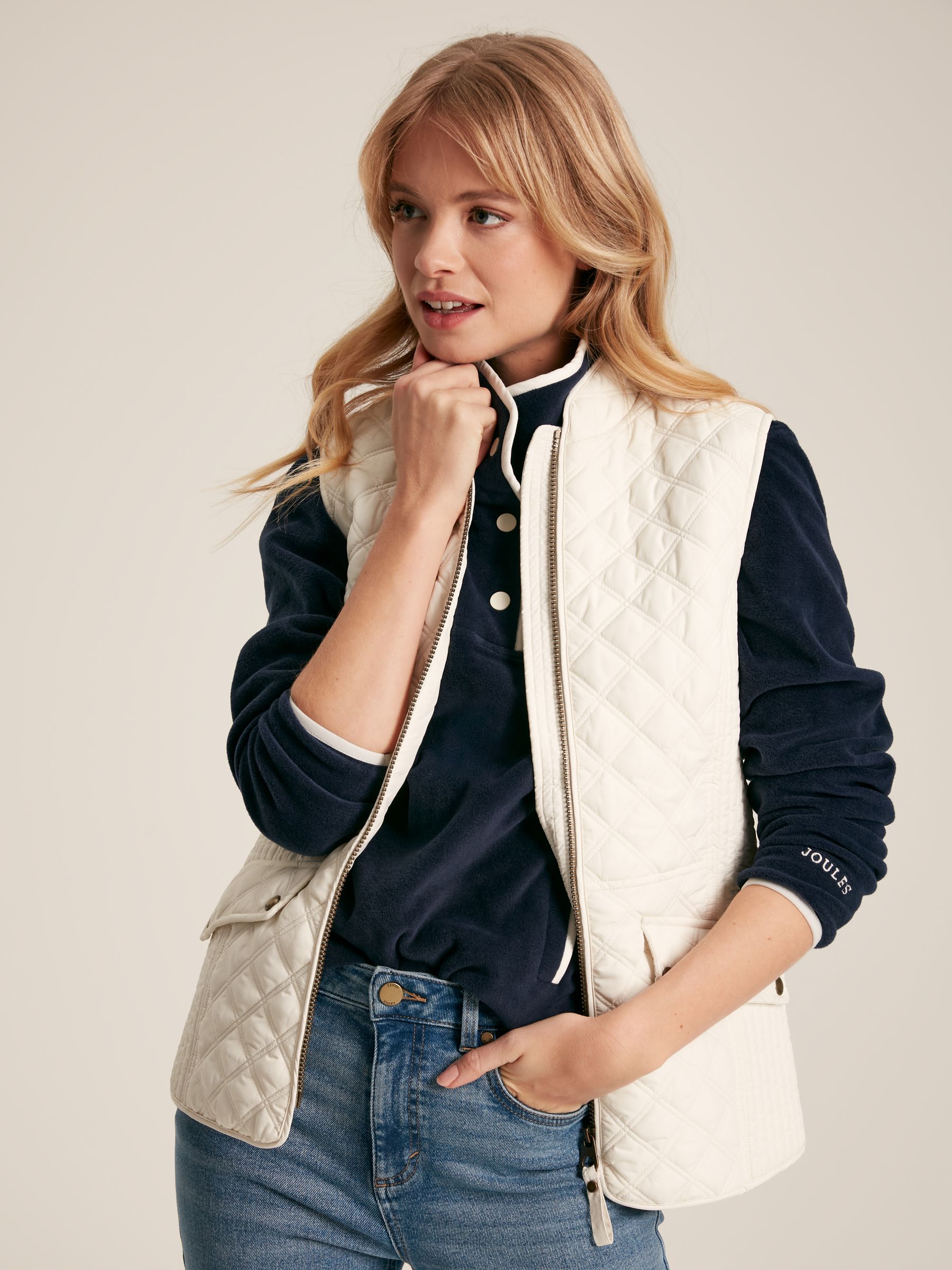Minx White Showerproof Diamond Quilted Gilet - Image 4 of 10