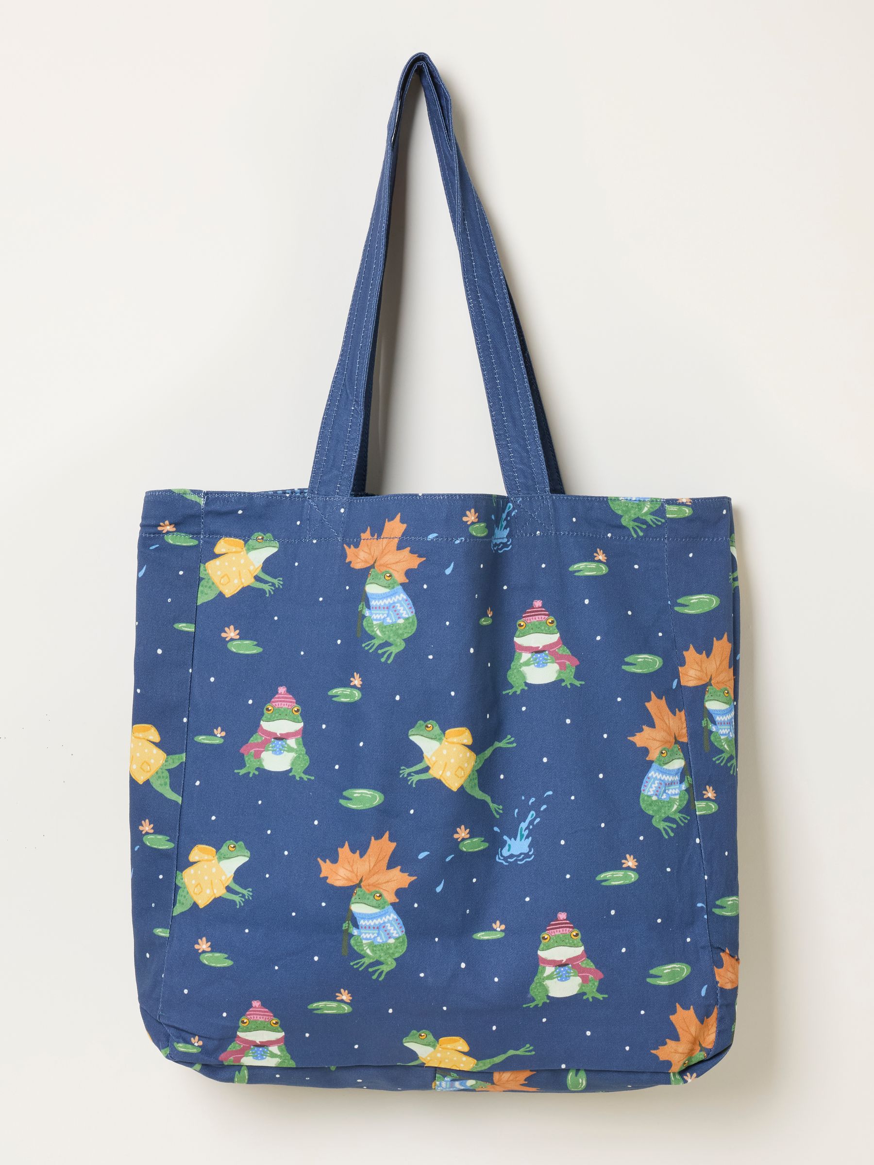 Navy Frog Printed Reversible Tote Bag - Image 2 of 3 Navy Frog Printed Reversible Tote Bag - Image 2 of 3