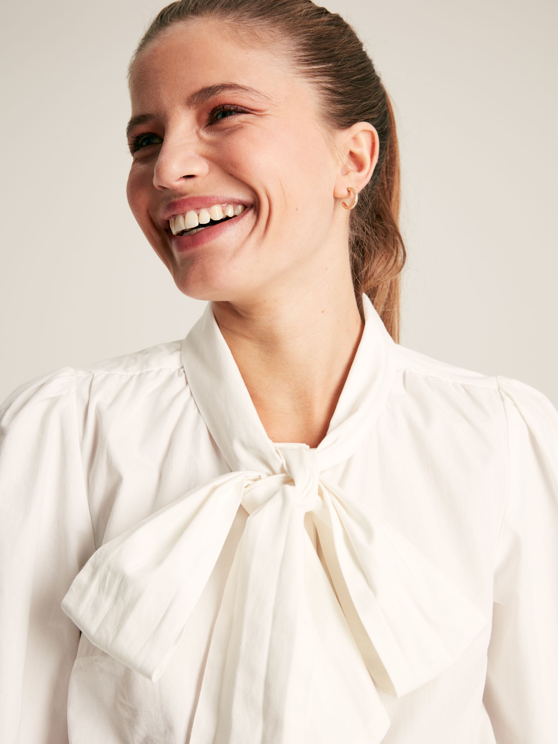 Everly White Tie Neck Blouse - Image 5 of 7