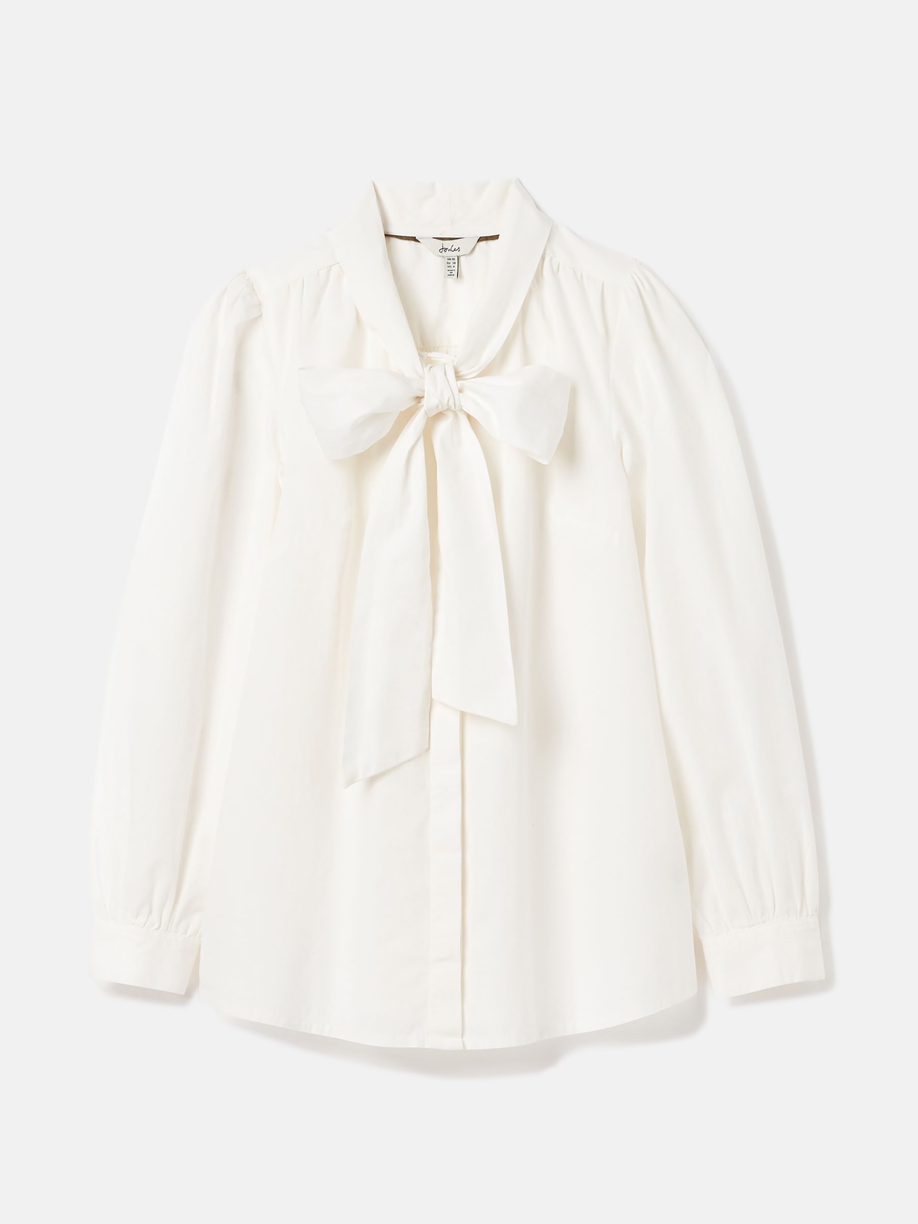 white bow tie neck blouse