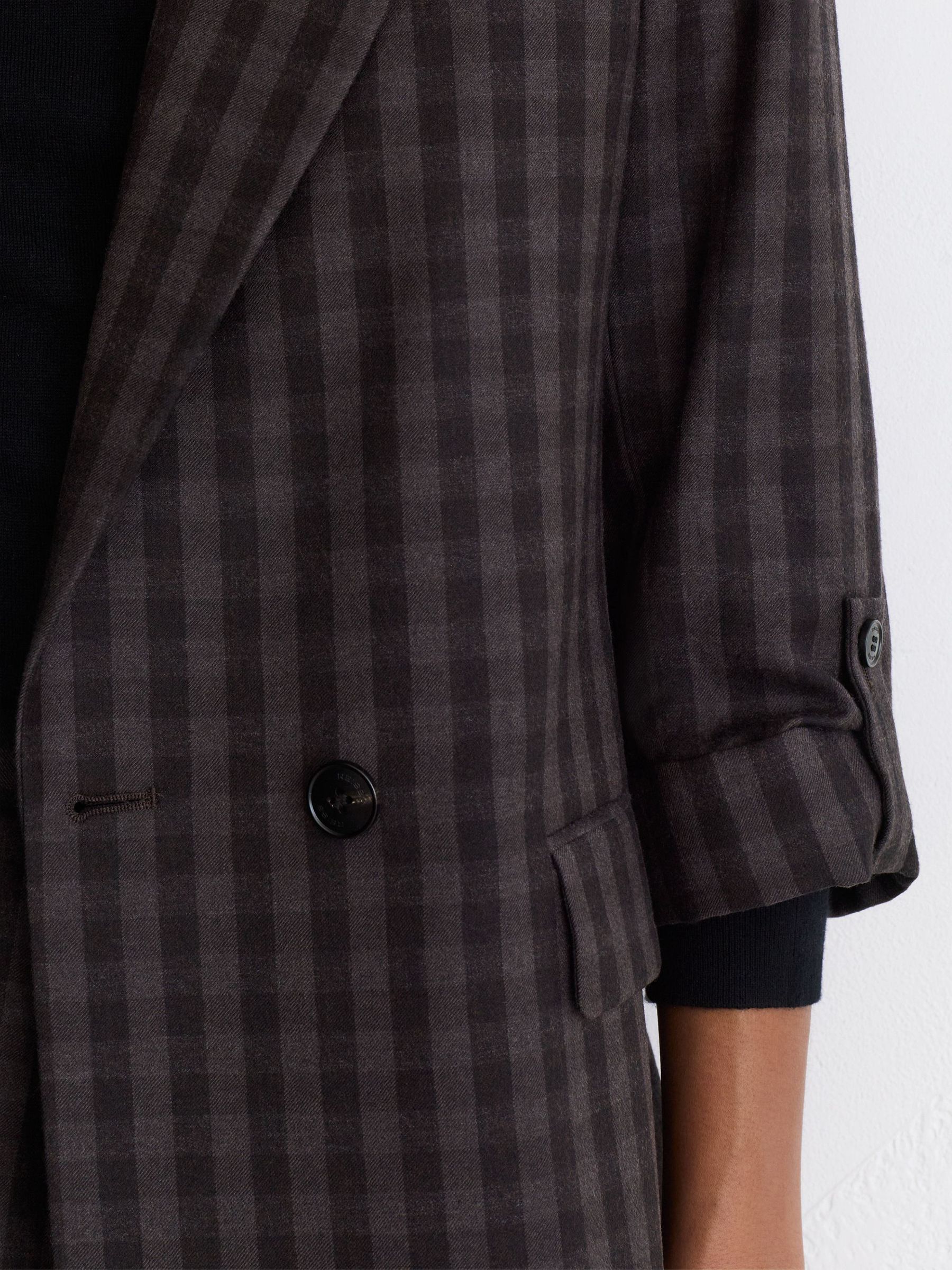 Petite Wool Check Relaxed Double-Breasted Blazer in Grape Check - Image 4 of 7