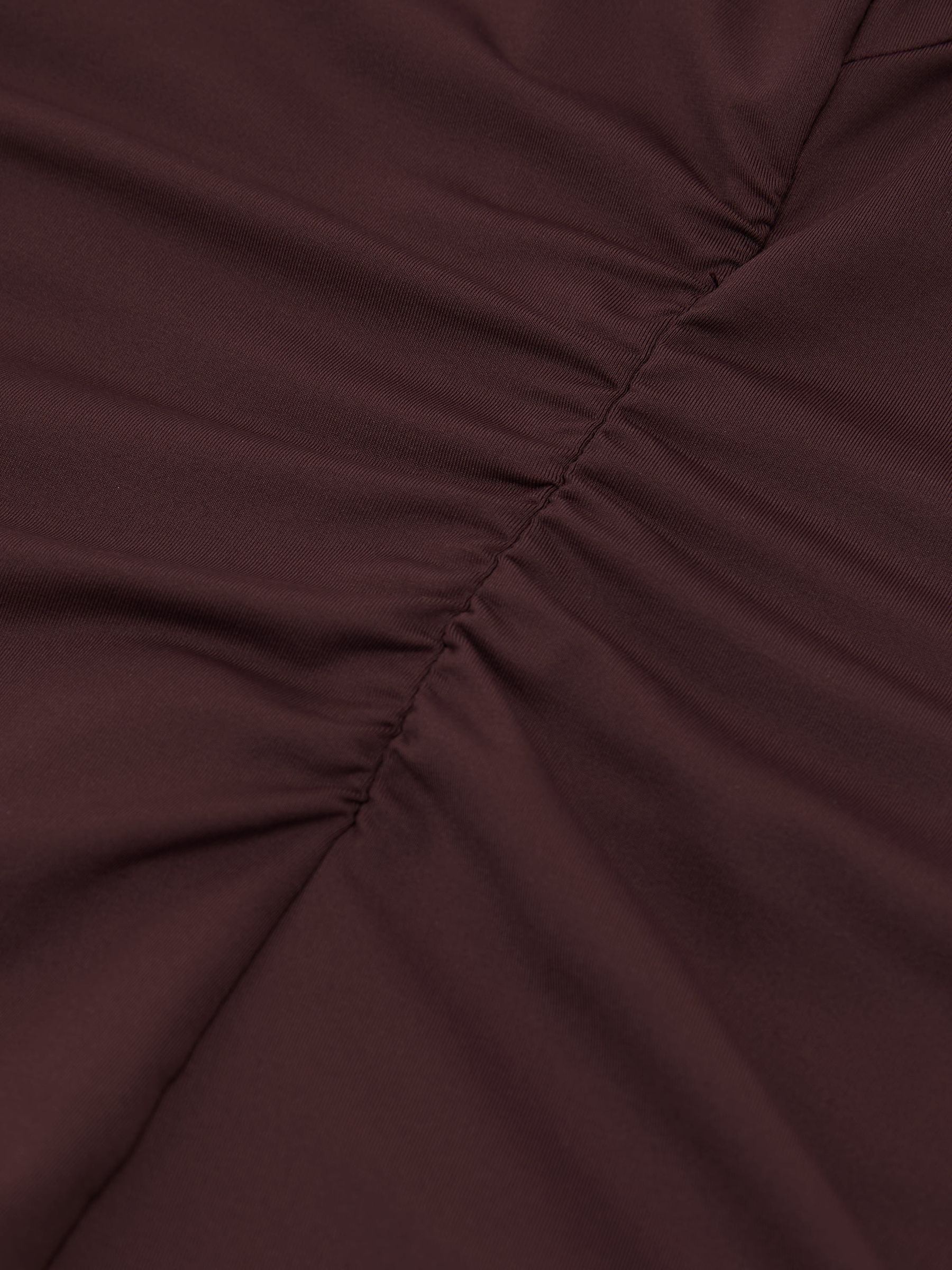 Square-Neck Ruched Long Sleeve Top in Burgundy - Image 7 of 7