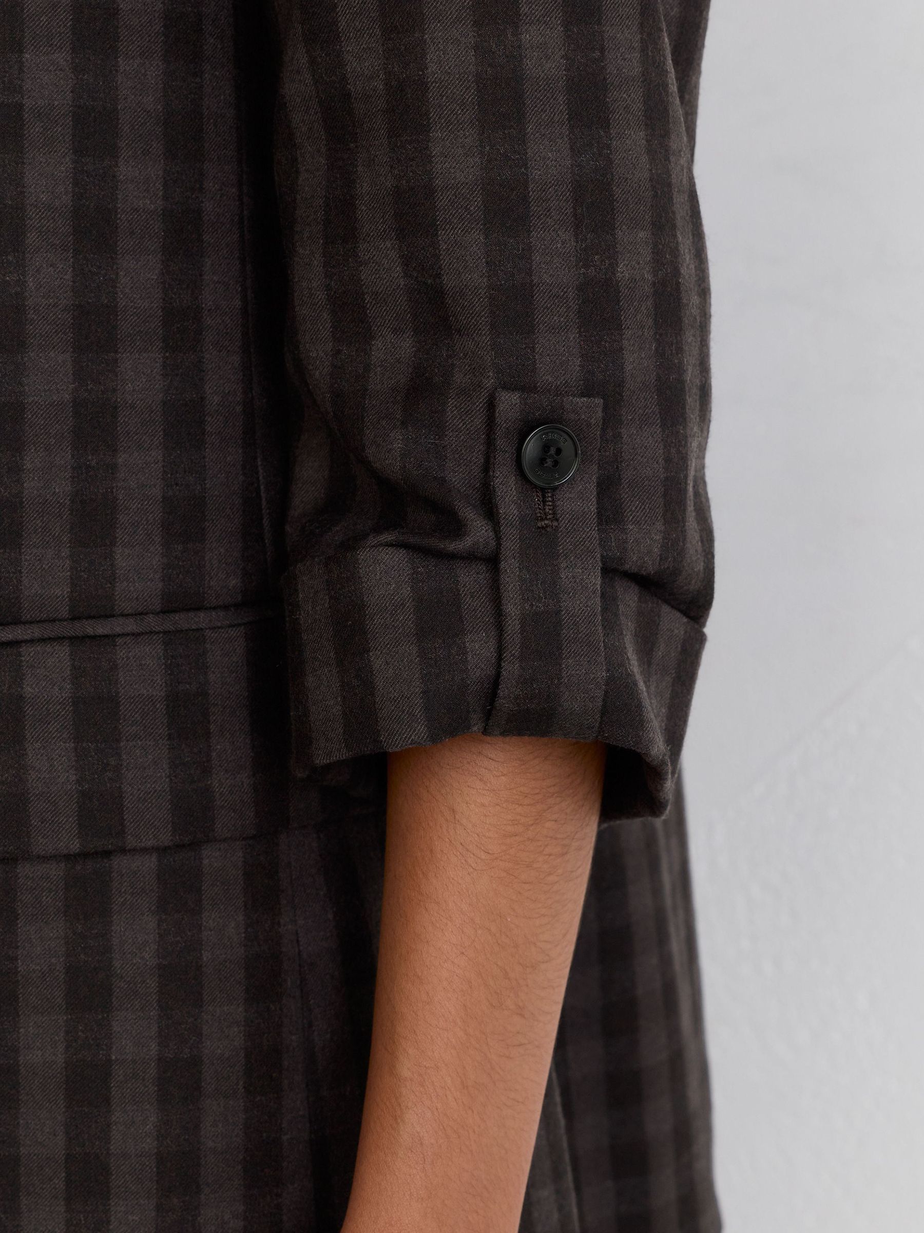 Wool Check Relaxed Double-Breasted Blazer in Grape Check - Image 3 of 6