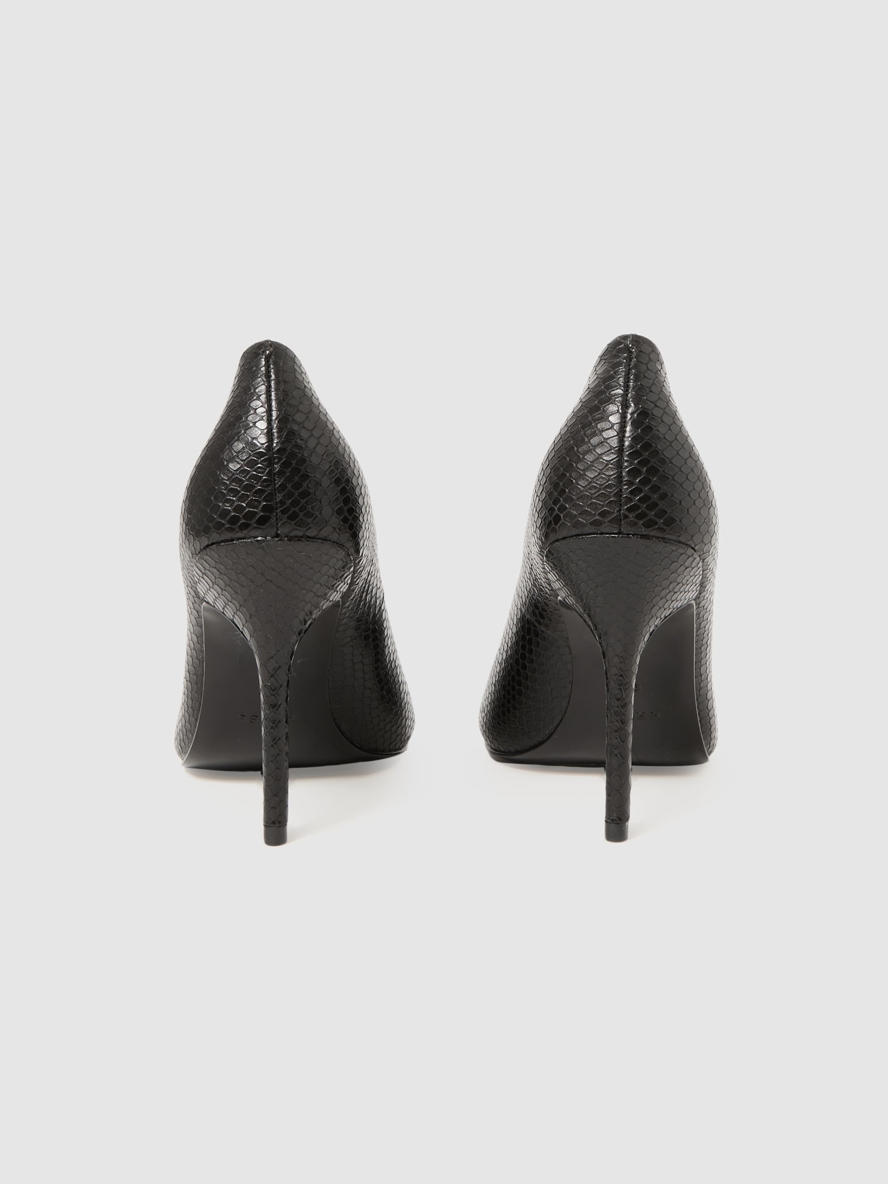 Leather Peep Toe Court Shoes in Black - Image 4 of 5