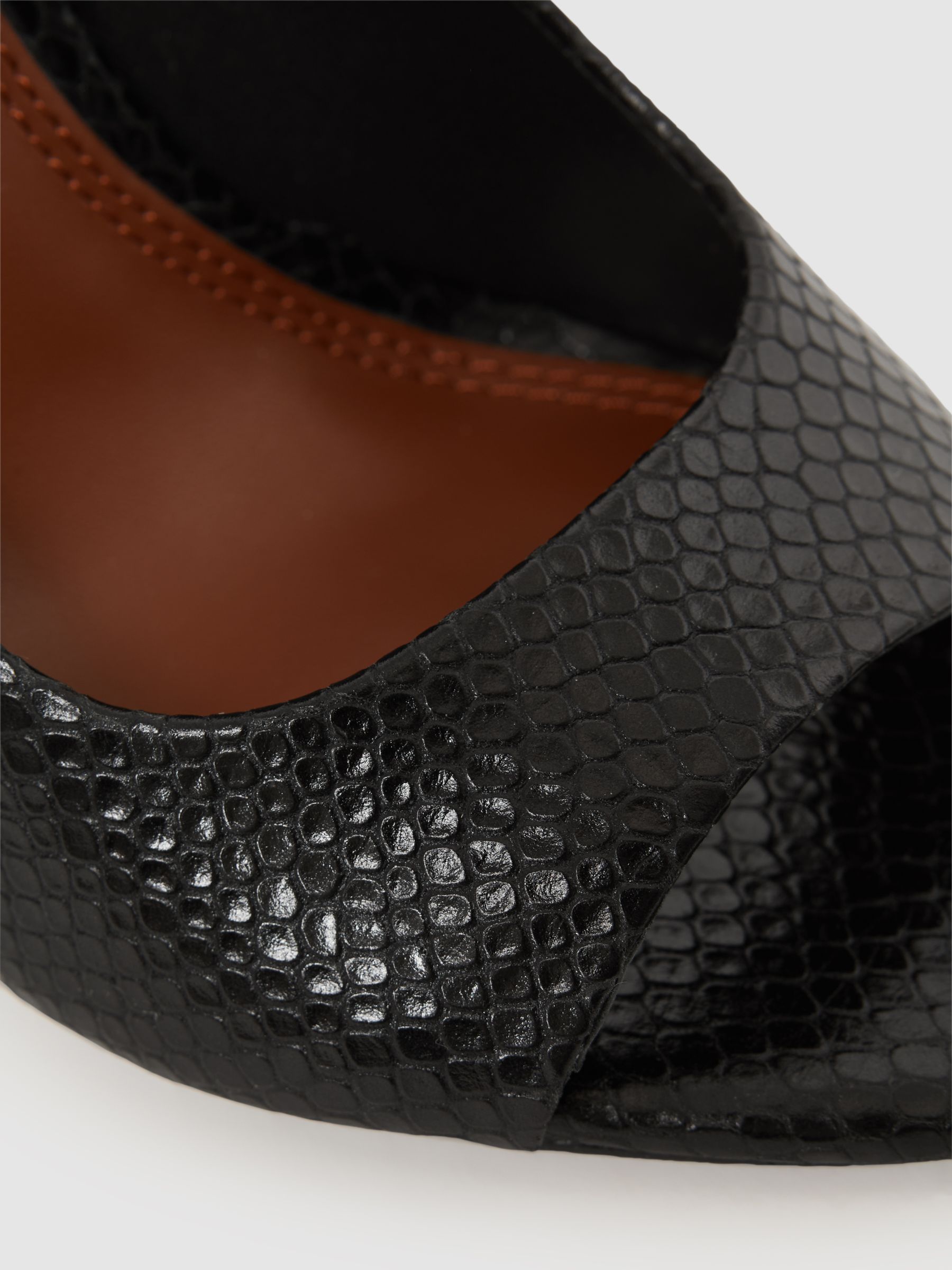 Leather Peep Toe Court Shoes in Black - Image 5 of 5