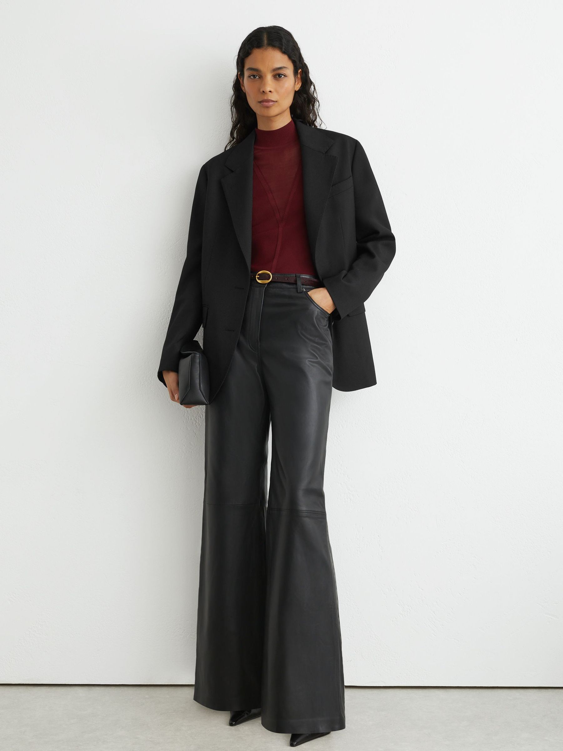 Stretch-Twill Relaxed Single-Breasted Blazer in Black by Reiss