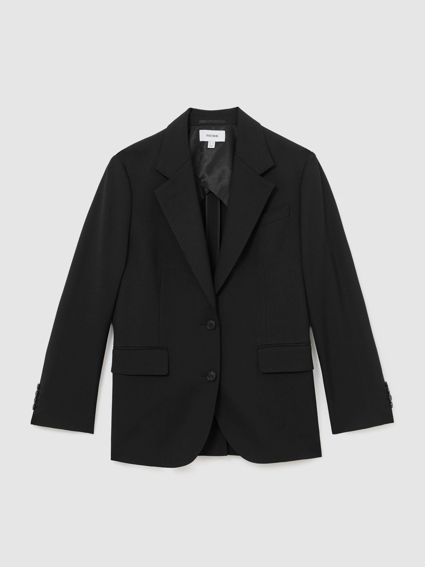 Stretch-Twill Relaxed Single-Breasted Blazer in Black - Image 2 of 7