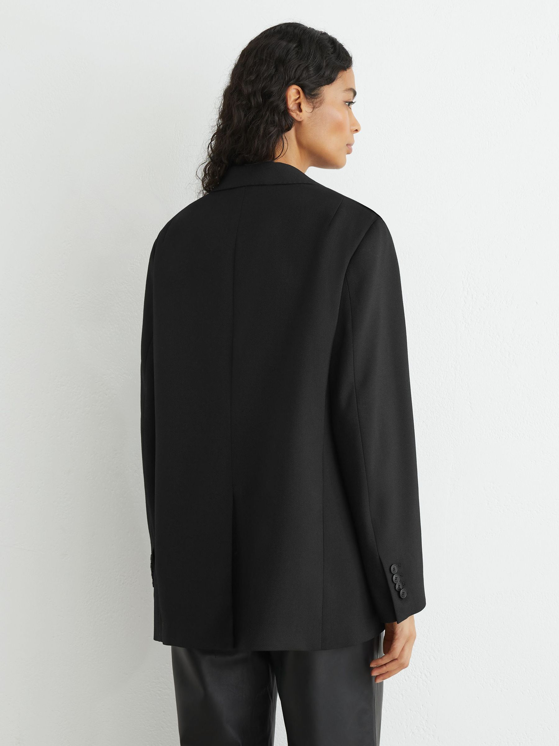 Stretch-Twill Relaxed Single-Breasted Blazer in Black - Image 6 of 7